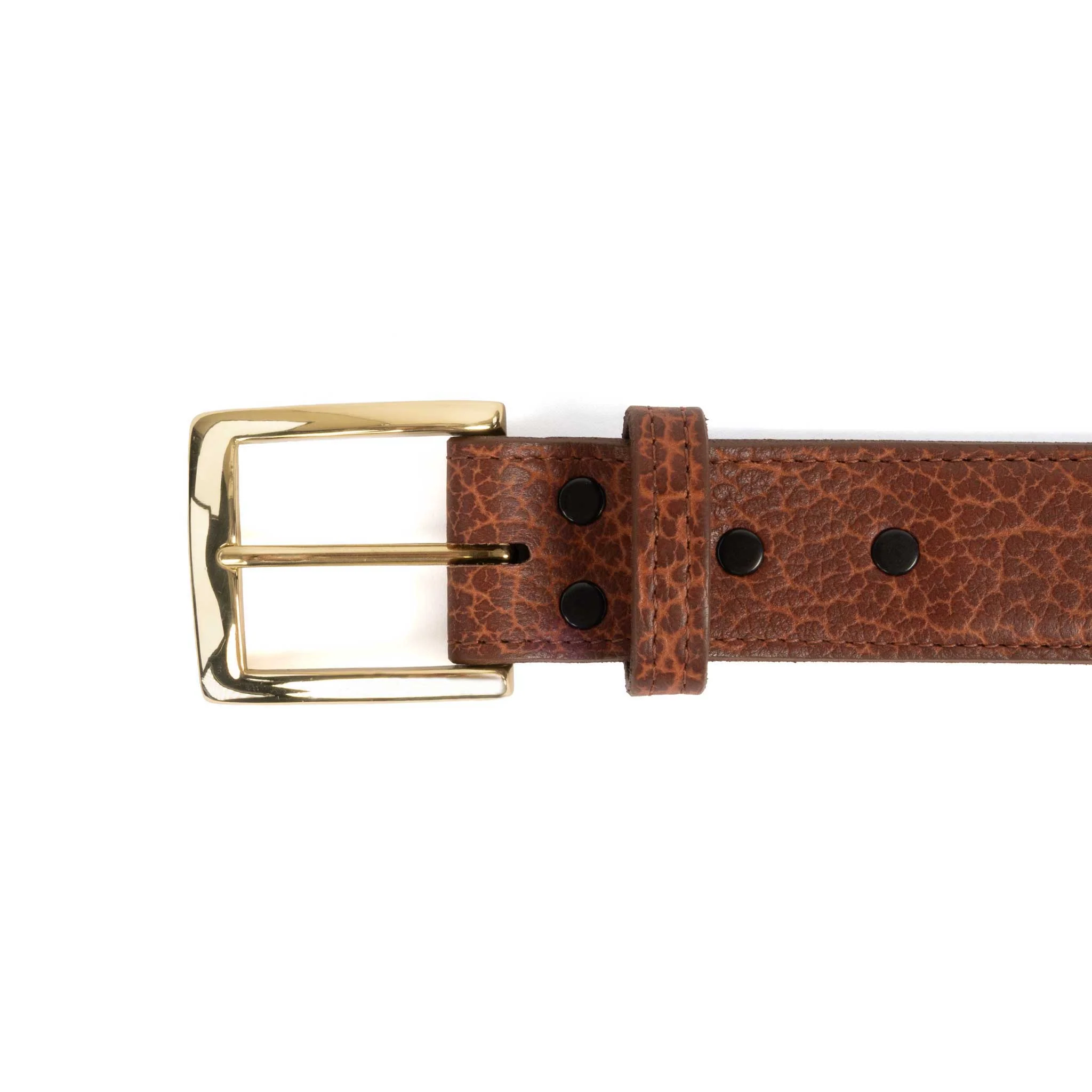 Chacon Leather Men's Cognac Bison Belt - 1 1/2" - Image 2