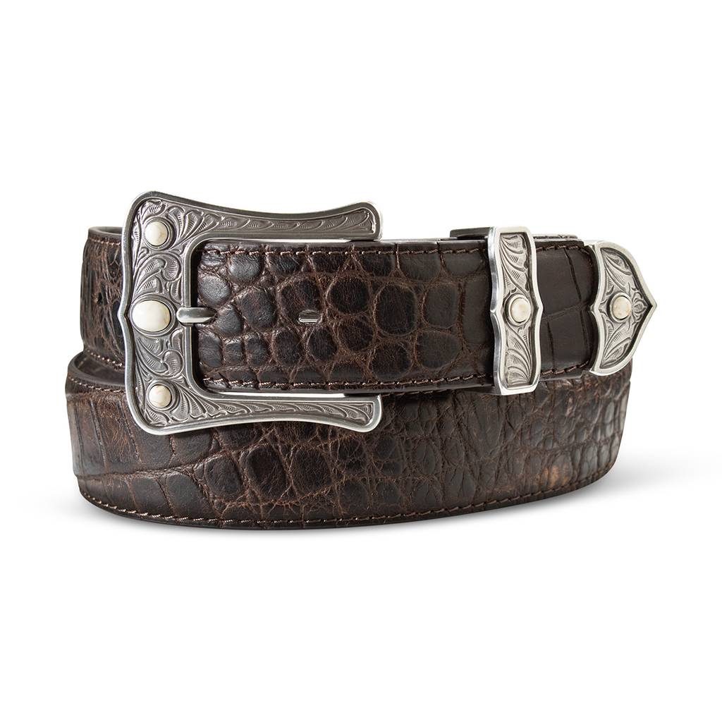 Ariat Women's 1 1/2" Croc Print Brown Belt