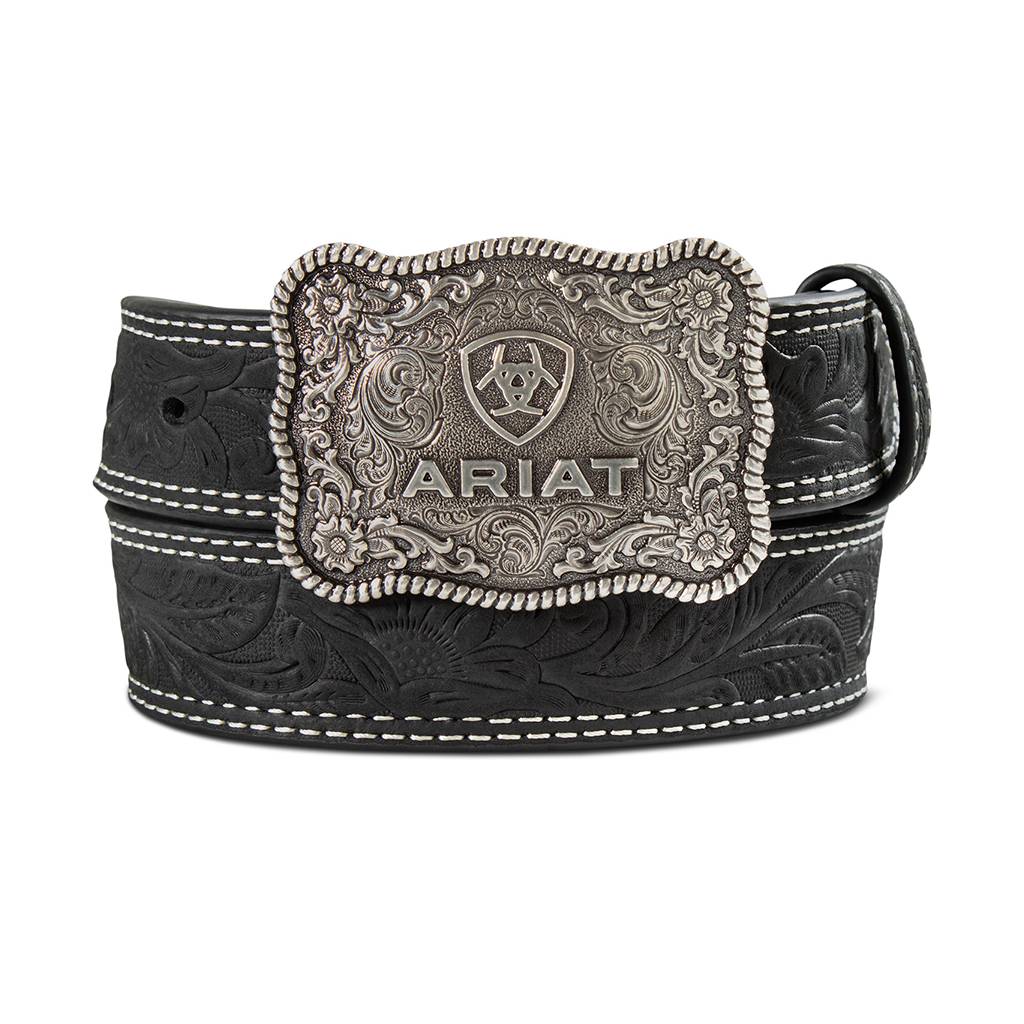 Ariat Boy's 1 1/4" Double Stitch Black Belt