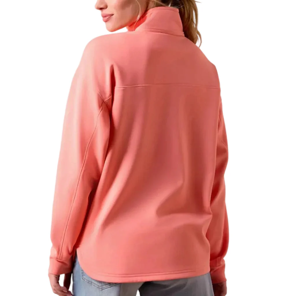 Ariat Women's 1/2 Zip Breeze Logo Sweater - Shell Pink - Image 2