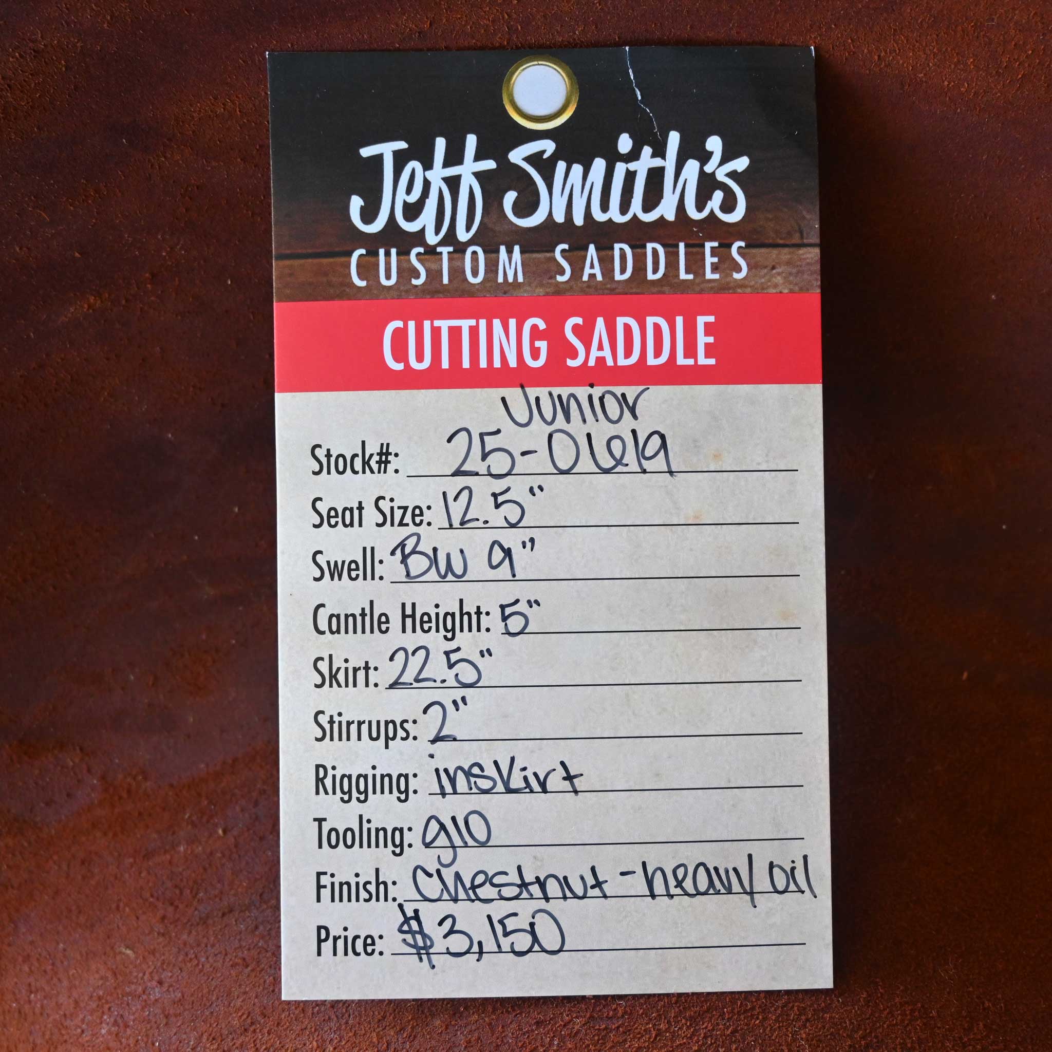 12.5" JEFF SMITH JUNIOR BUSTER WELCH CUTTING SADDLE - Image 3