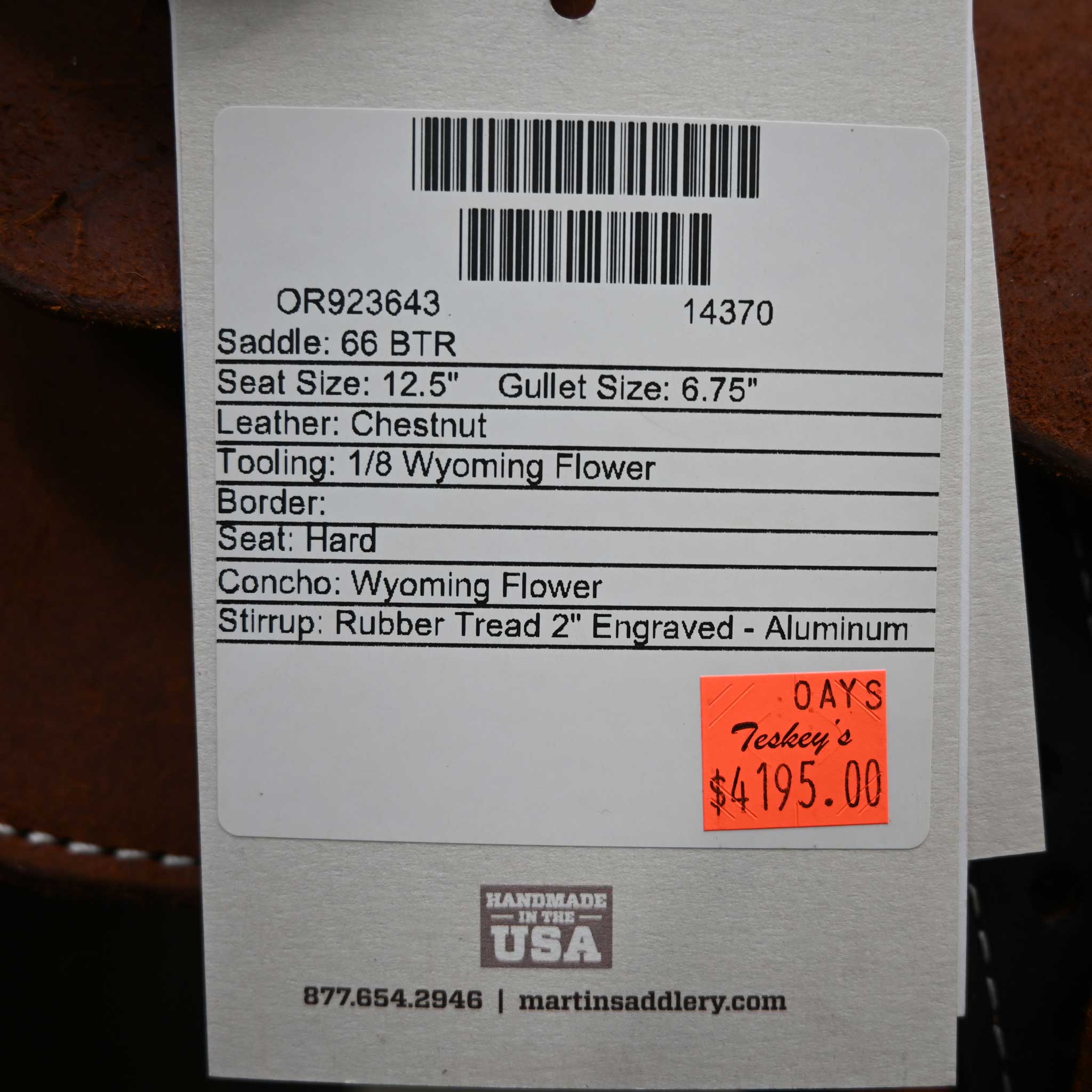 12.5" MARTIN BTR BARREL SADDLE - Image 3