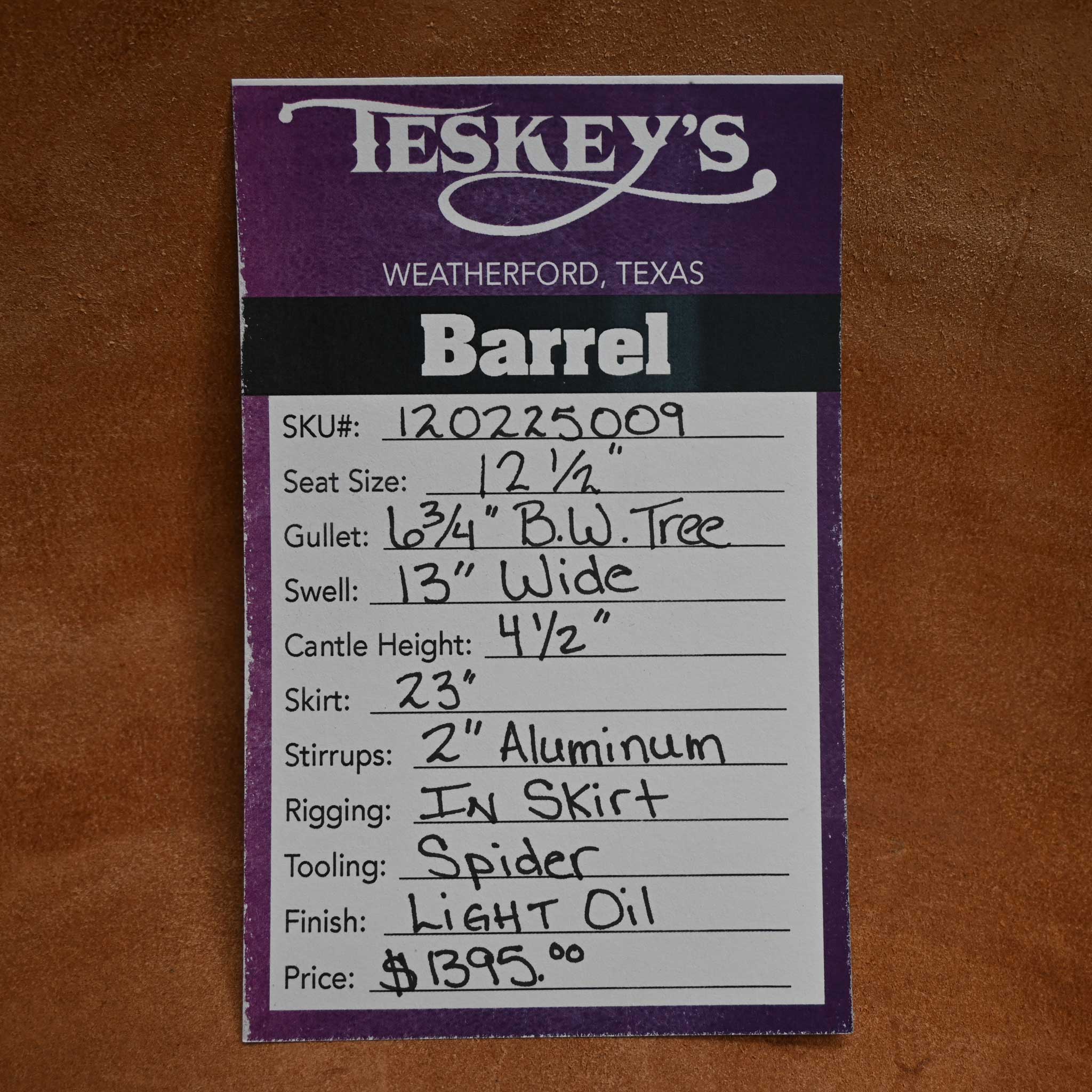 12.5" TESKEY'S YOUTH BARREL SADDLE - Image 3