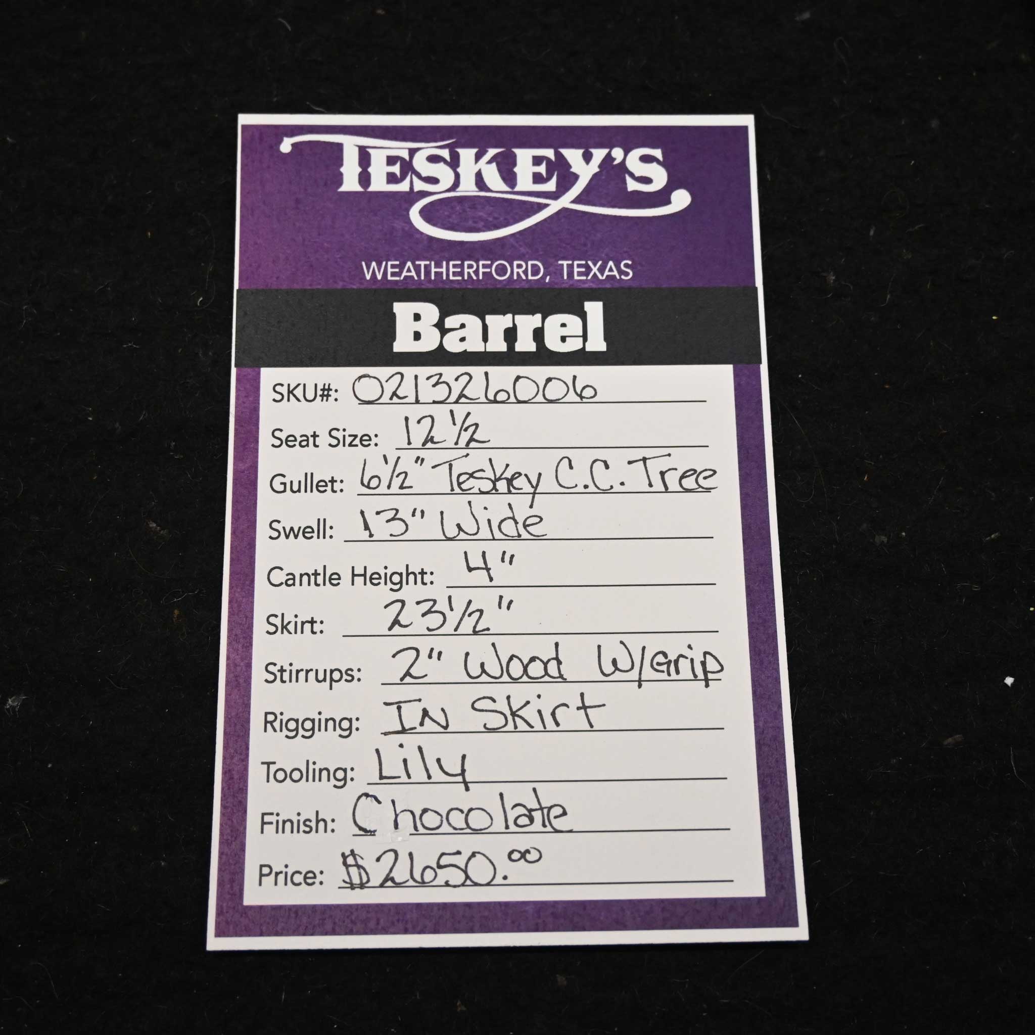 12.5" TESKEY'S BARREL SADDLE - Image 3