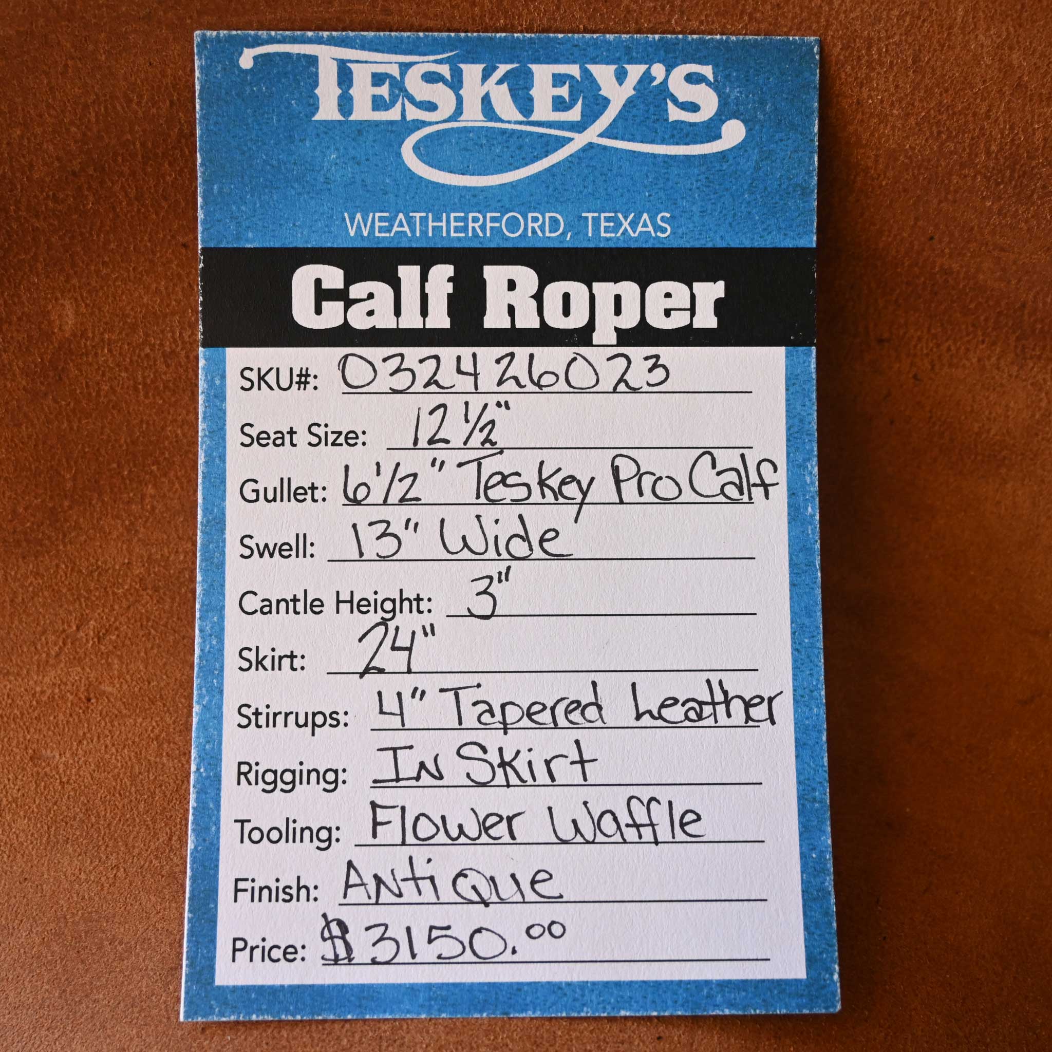 12.5" TESKEY'S CALF ROPING SADDLE - Image 3