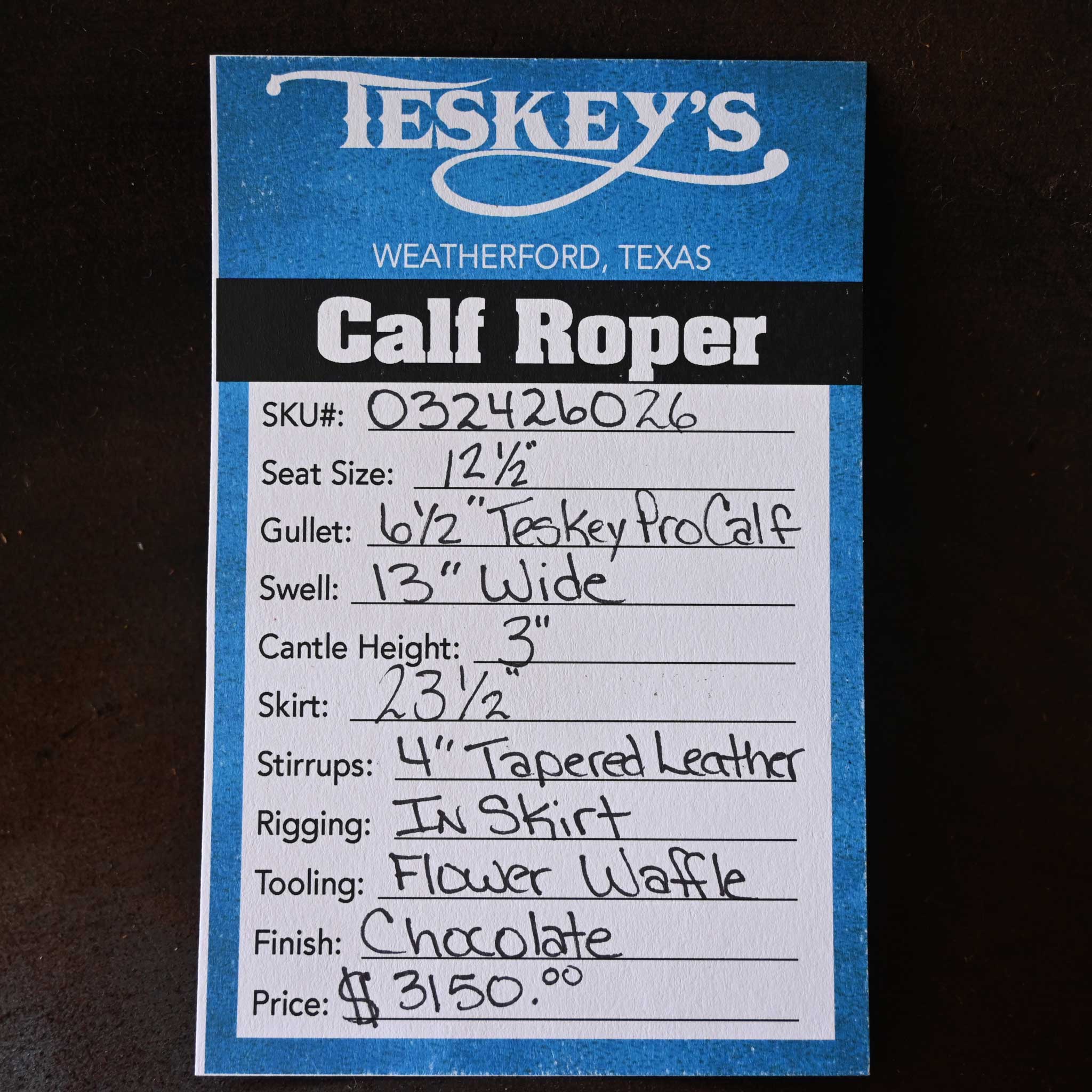 12.5" TESKEY'S CALF ROPING SADDLE - Image 3