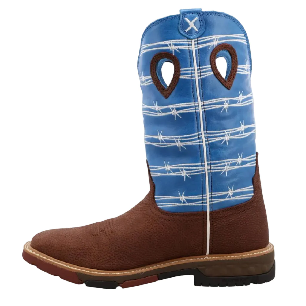 Twisted X Men's 12" Square Toe Burgundy/Sky Blue - Image 2