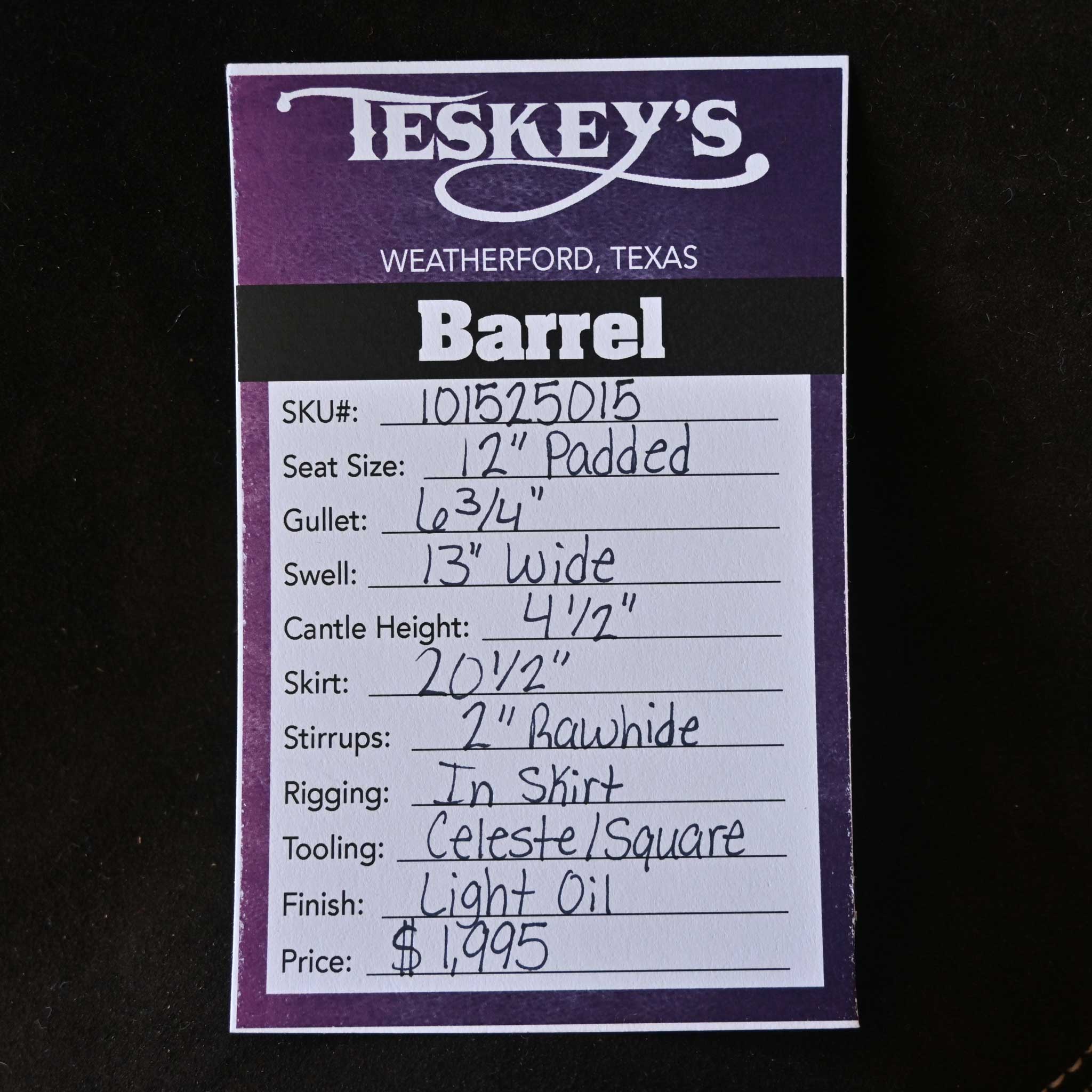 12" TESKEY'S YOUTH BARREL SADDLE - Image 3