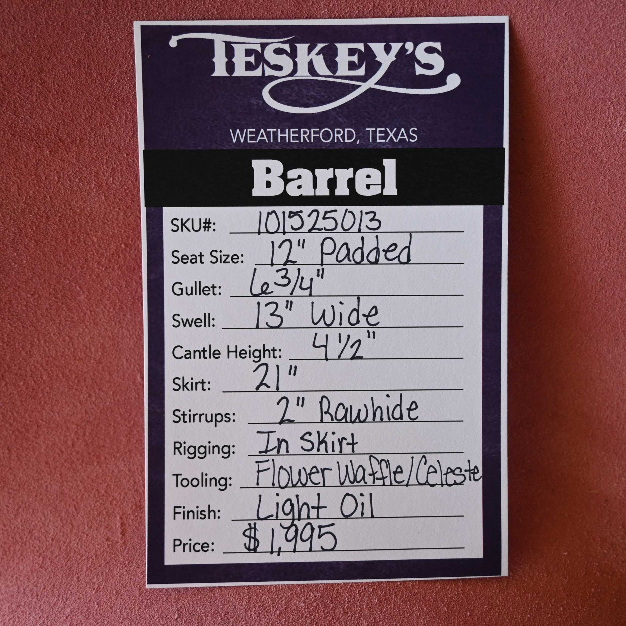 12" TESKEY'S YOUTH BARREL SADDLE - Image 3