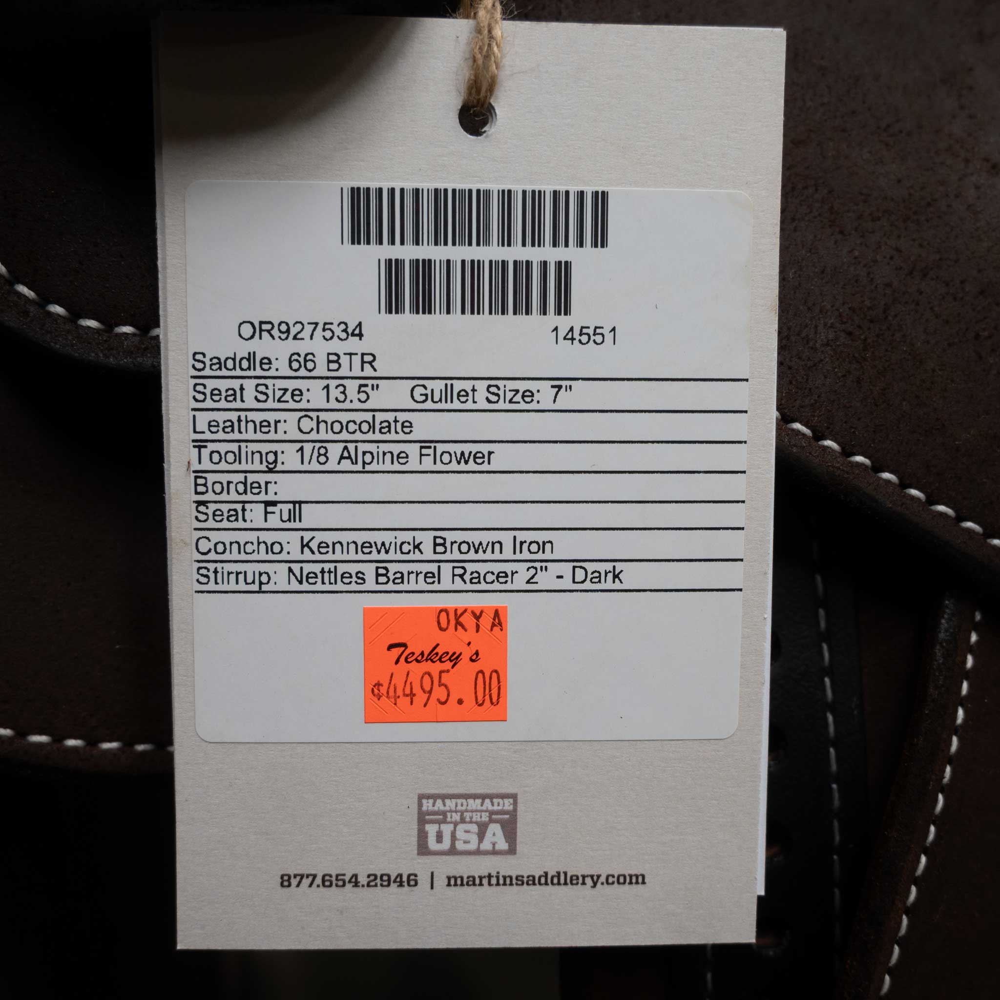 13.5" MARTIN BTR BARREL SADDLE - Image 3