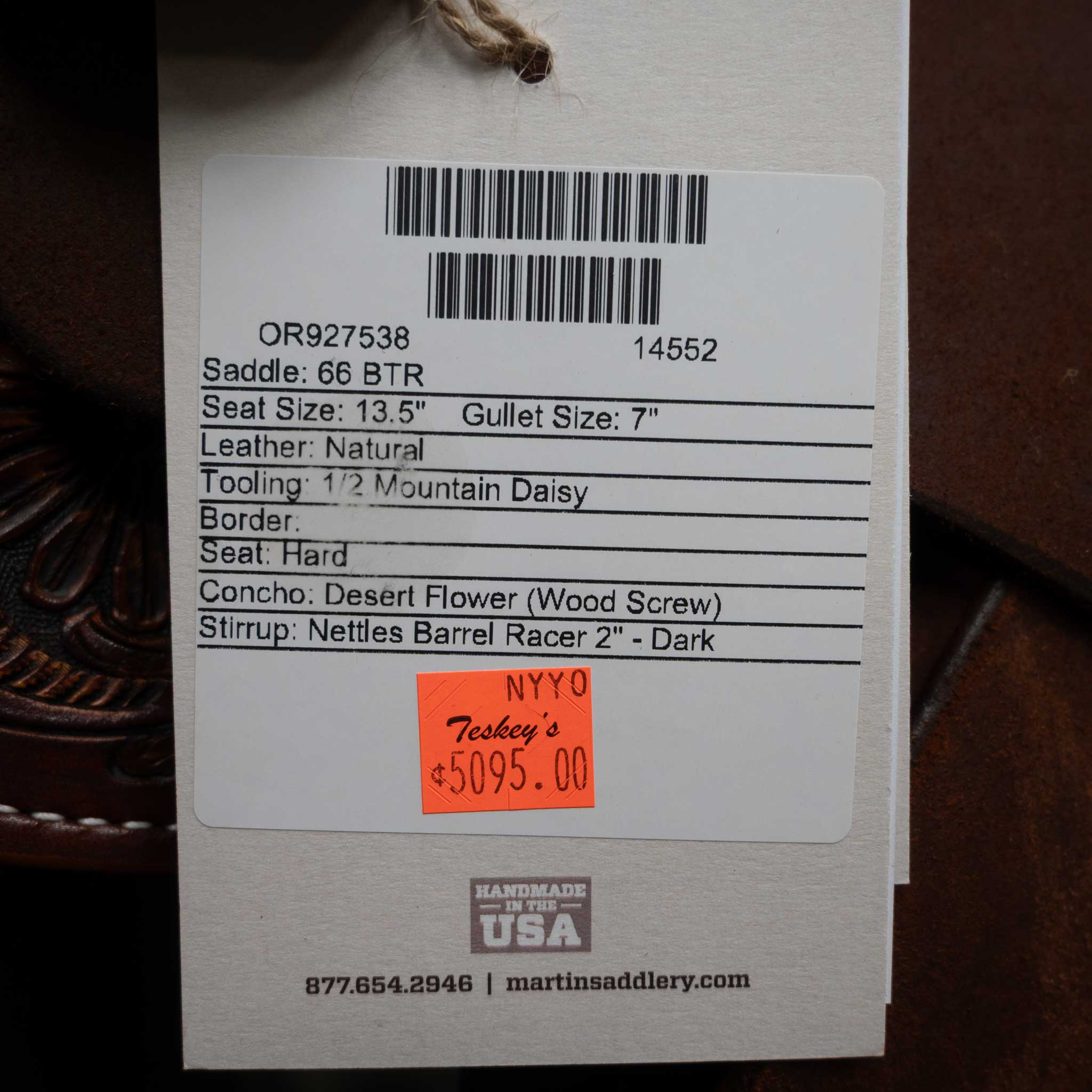 13.5" MARTIN BTR BARREL SADDLE - Image 3