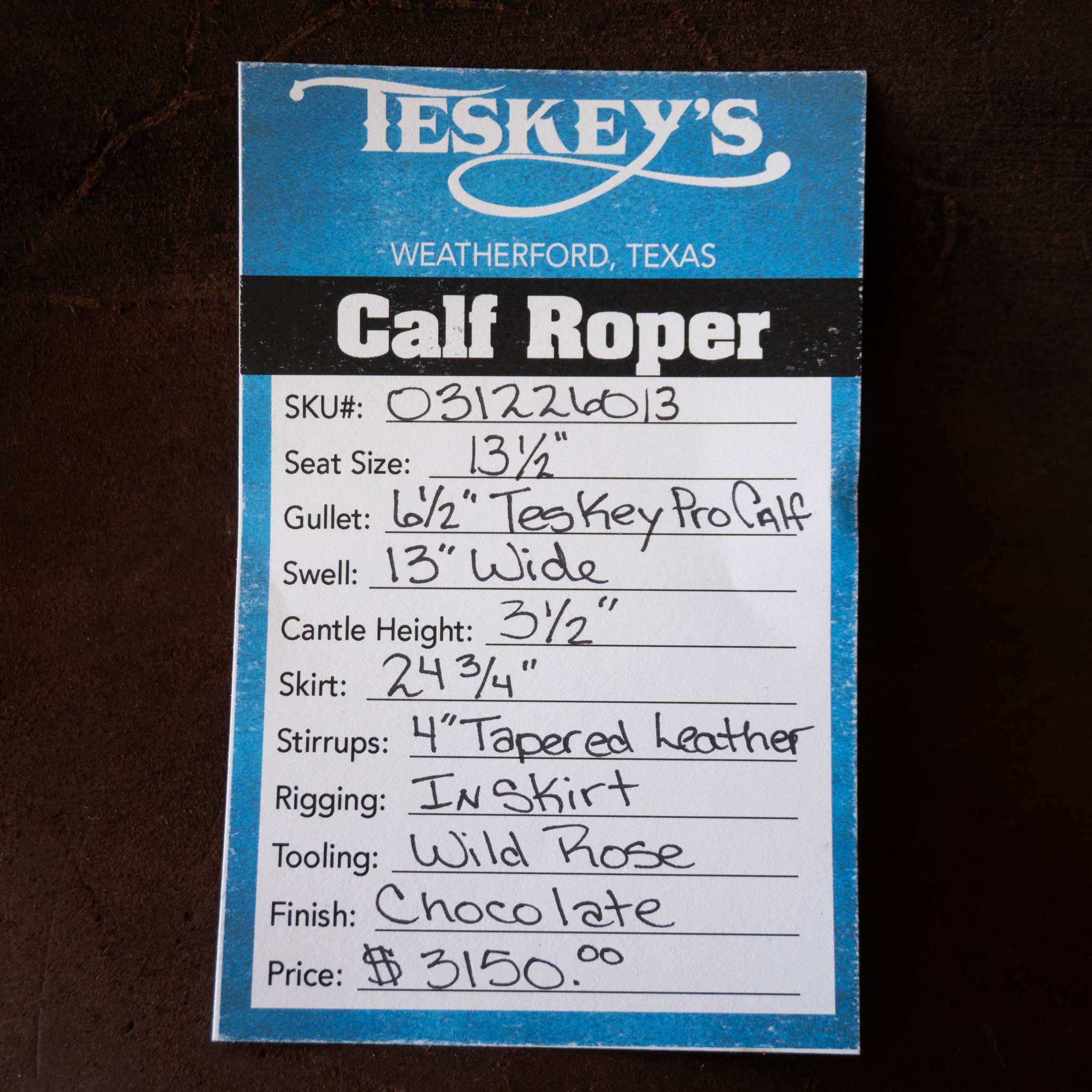 13.5" TESKEY'S CALF ROPING SADDLE - Image 3