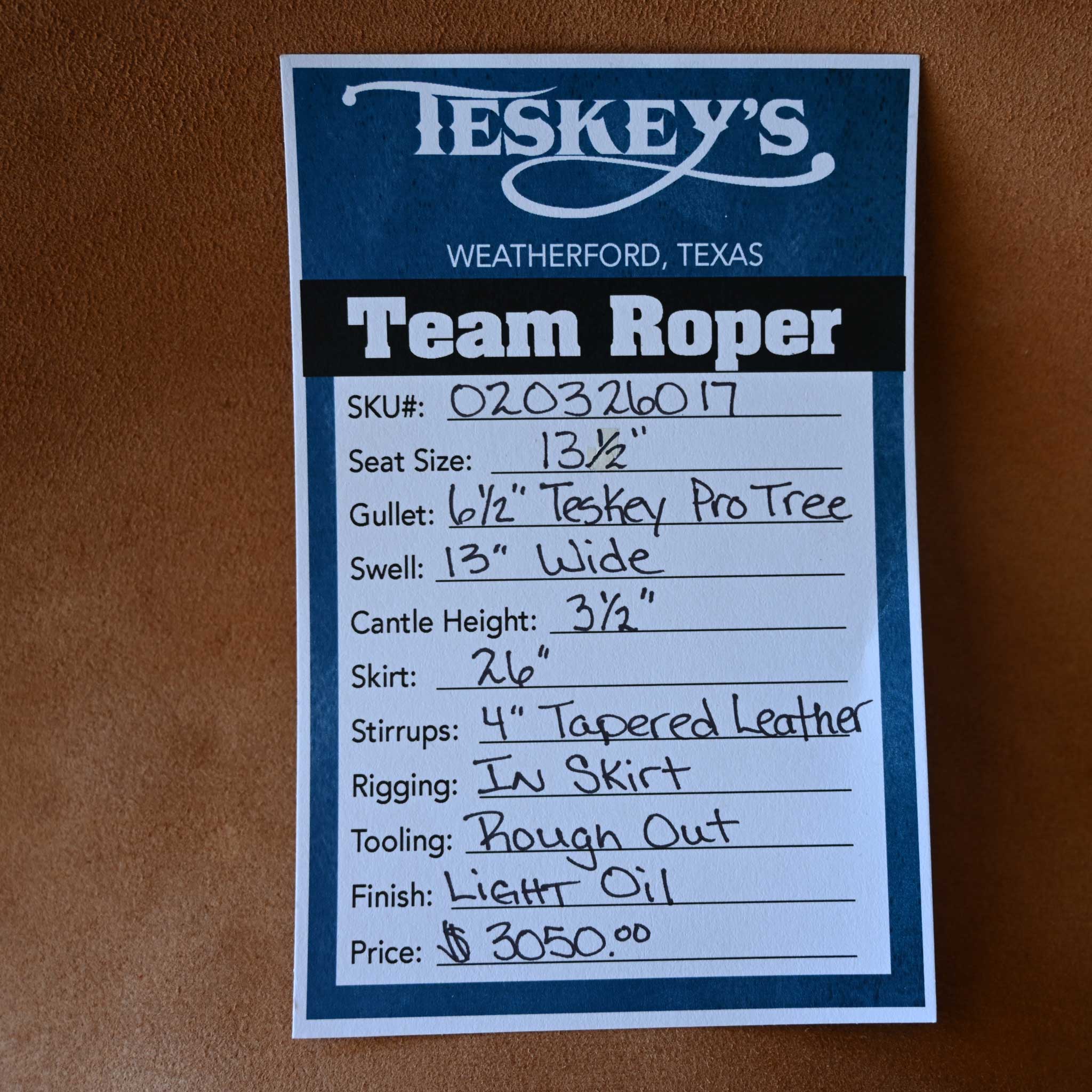 13.5" TESKEY'S TEAM ROPING SADDLE - Image 4