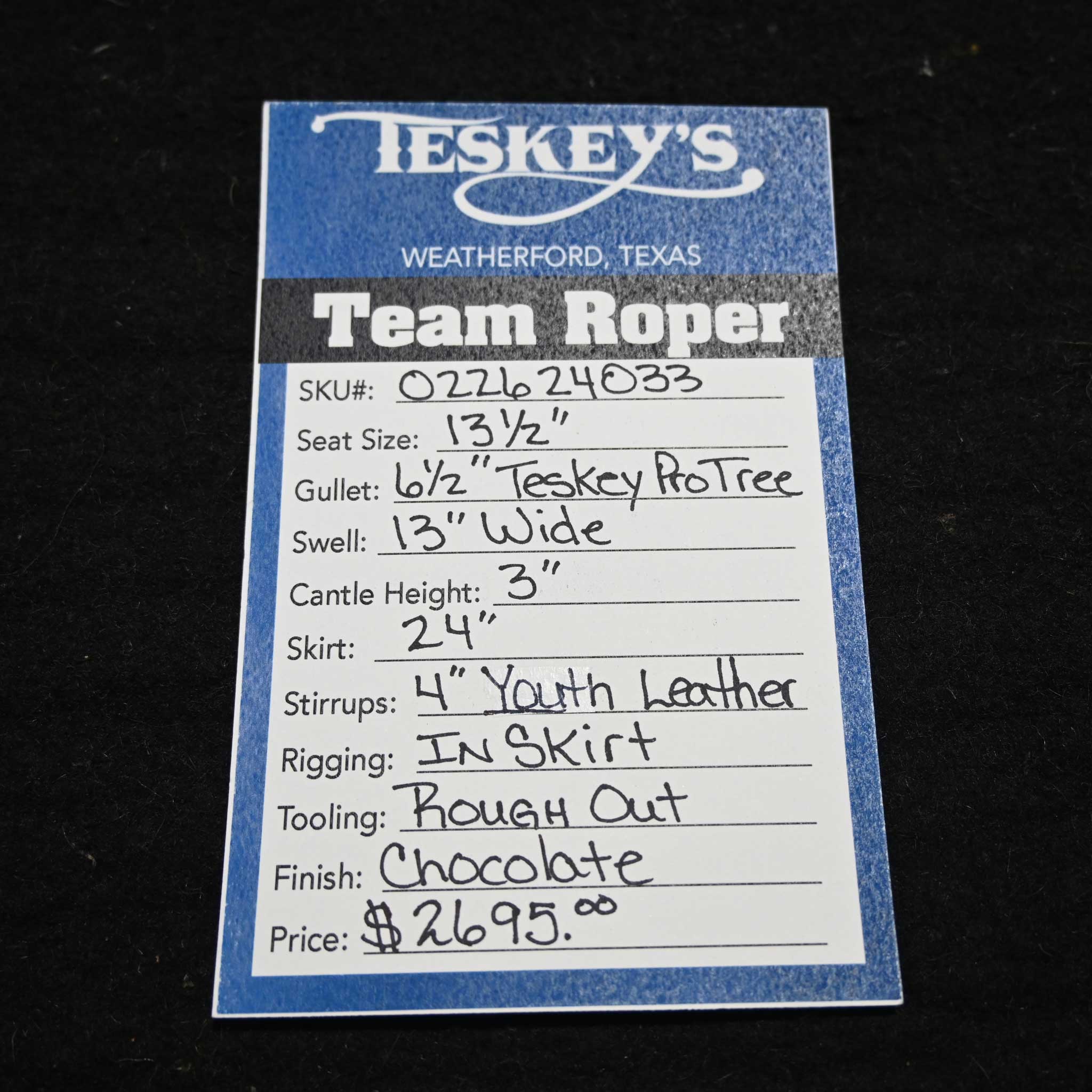 13.5" TESKEY'S YOUTH LIGHTWEIGHT TEAM ROPING SADDLE - Image 2