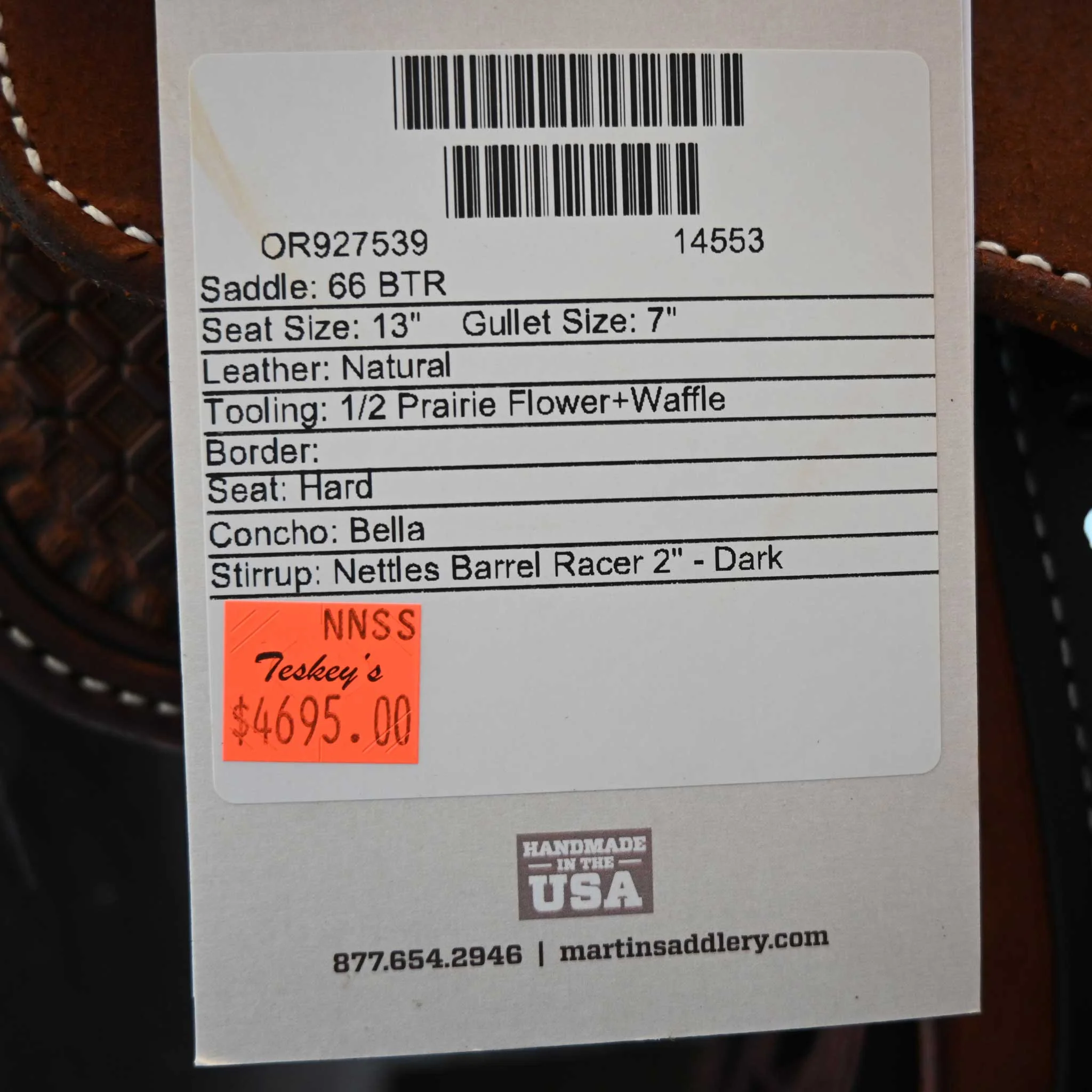 13" MARTIN BTR BARREL SADDLE - Image 3