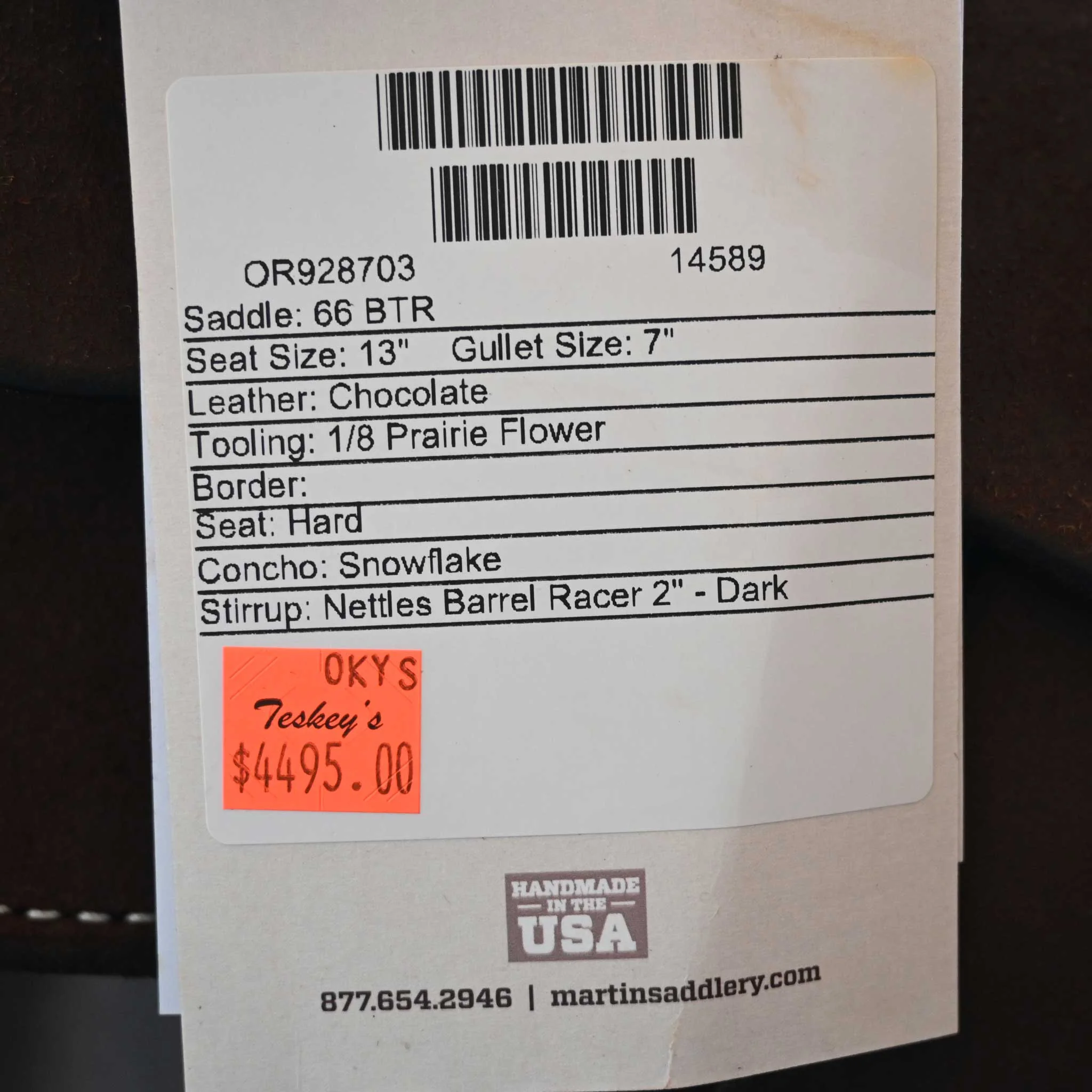 13" MARTIN BTR BARREL SADDLE - Image 3