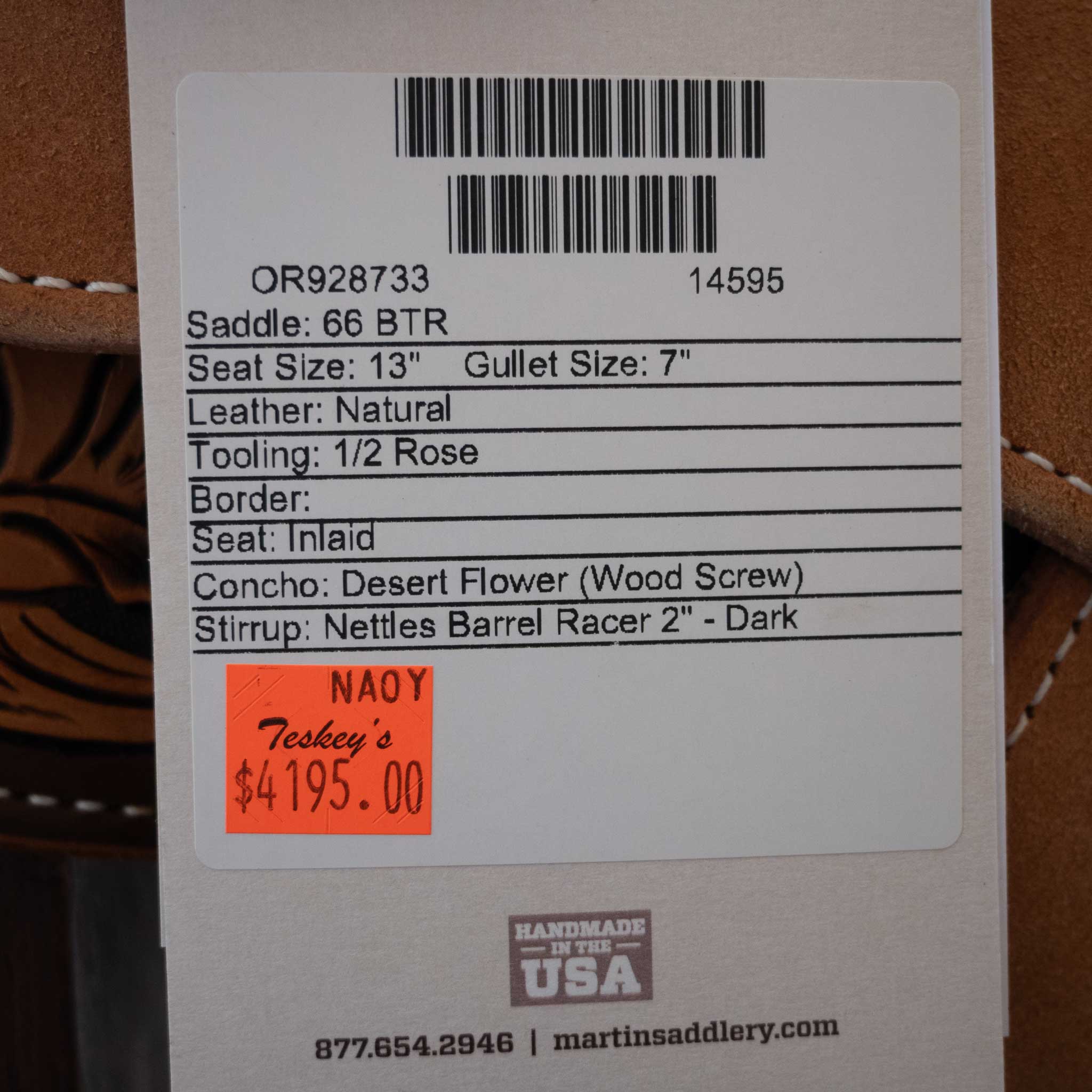 13" MARTIN BTR BARREL SADDLE - Image 3