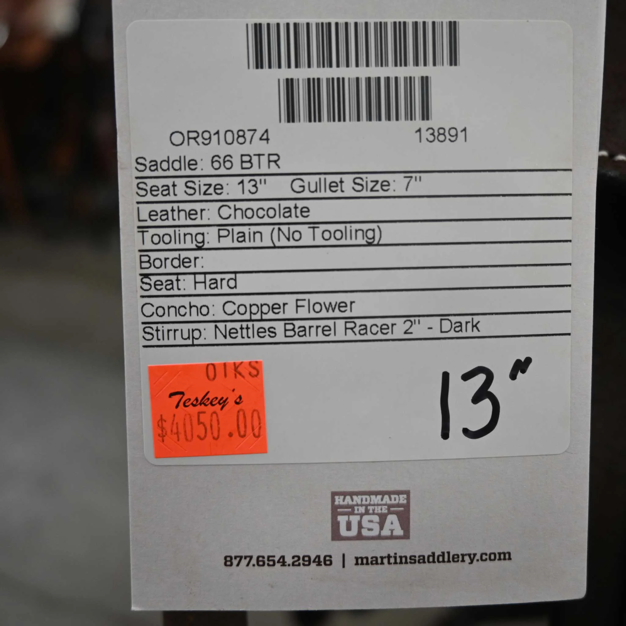 13" MARTIN BTR BARREL SADDLE - Image 3