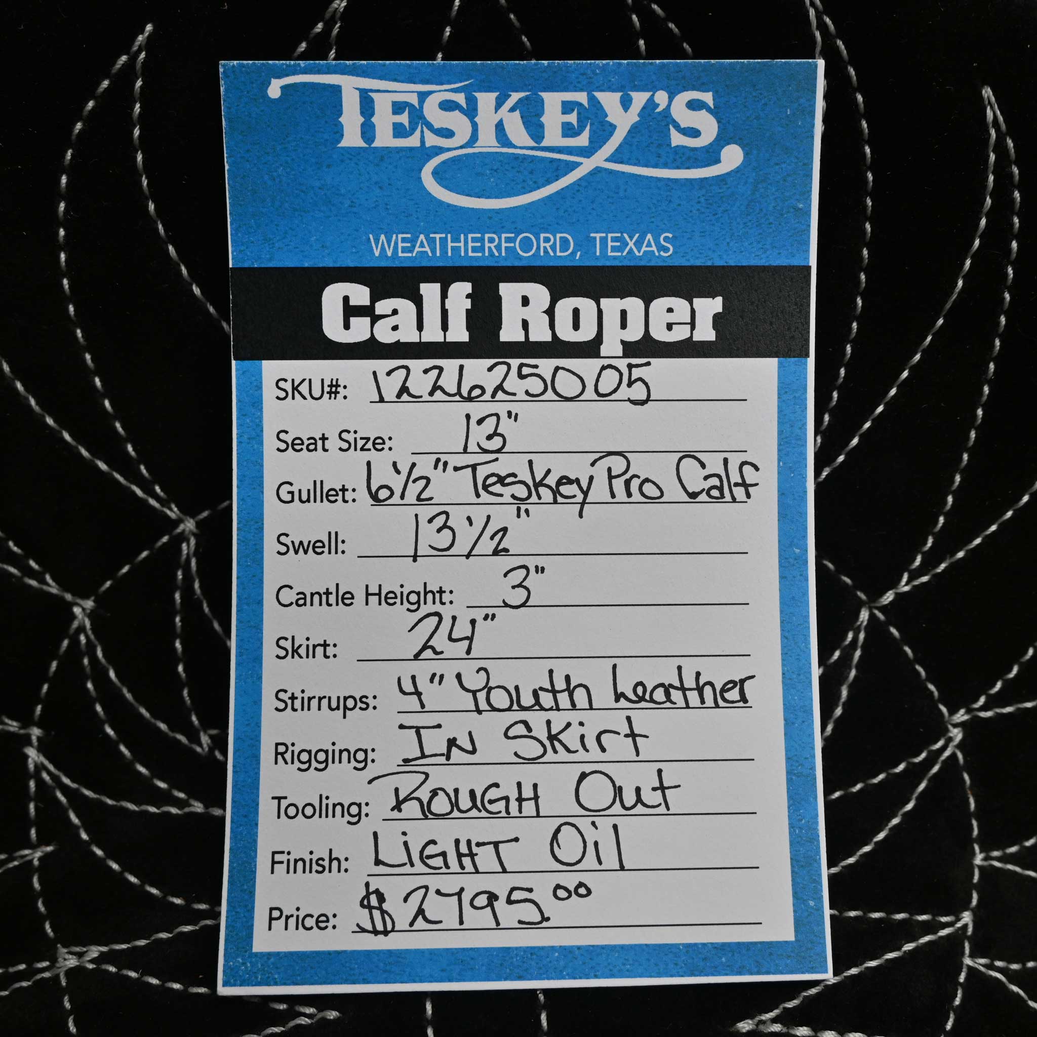 13" TESKEY'S CALF ROPING SADDLE - Image 3