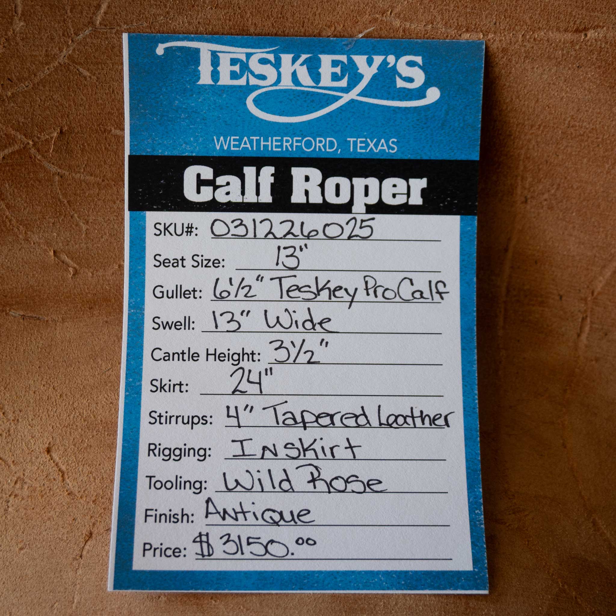 13" TESKEY'S CALF ROPING SADDLE - Image 3