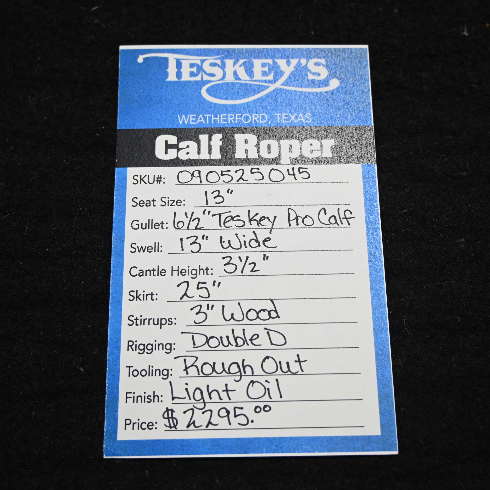 13" TESKEY'S CALF ROPING SADDLE - Image 3