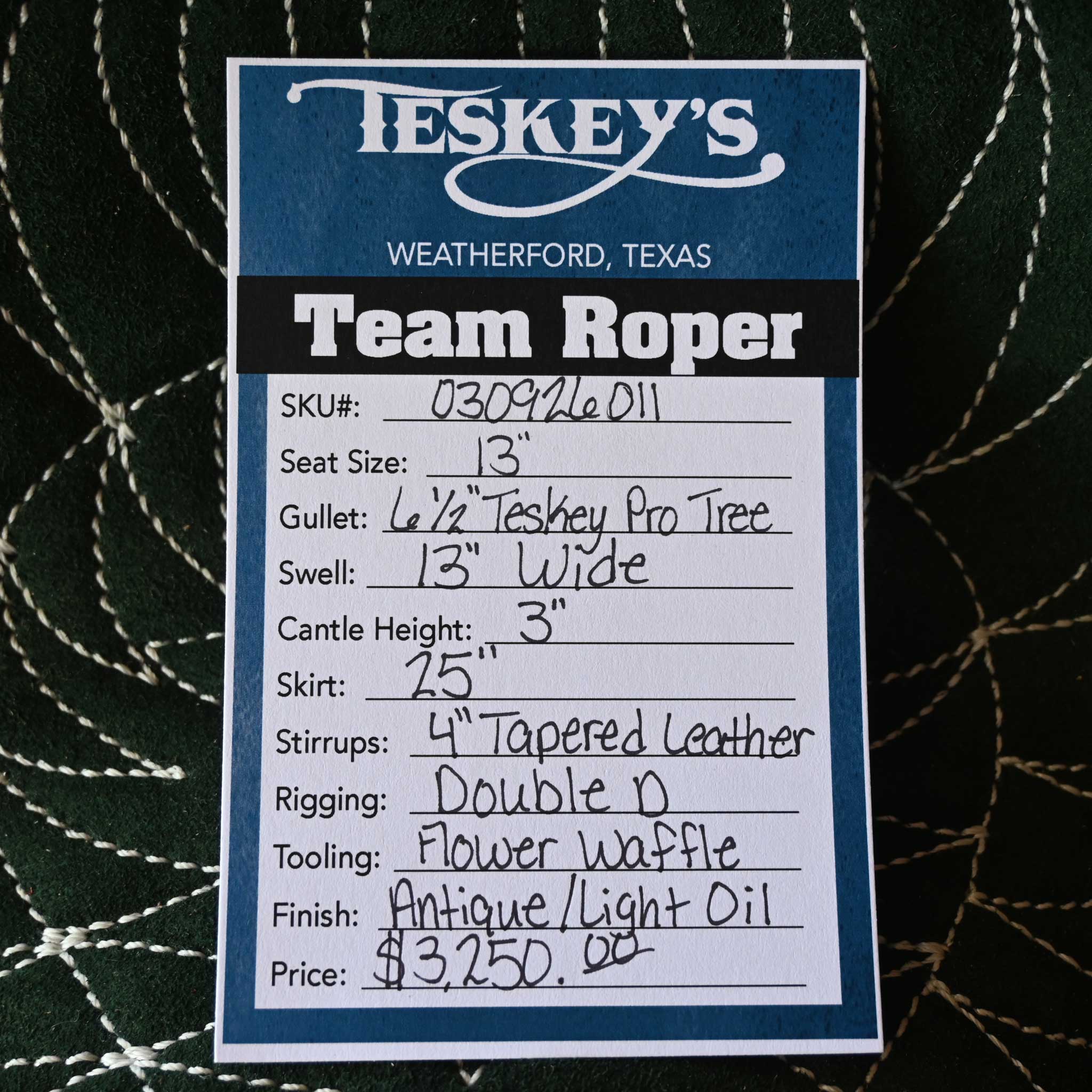 13" TESKEY'S TEAM ROPING SADDLE - Image 3