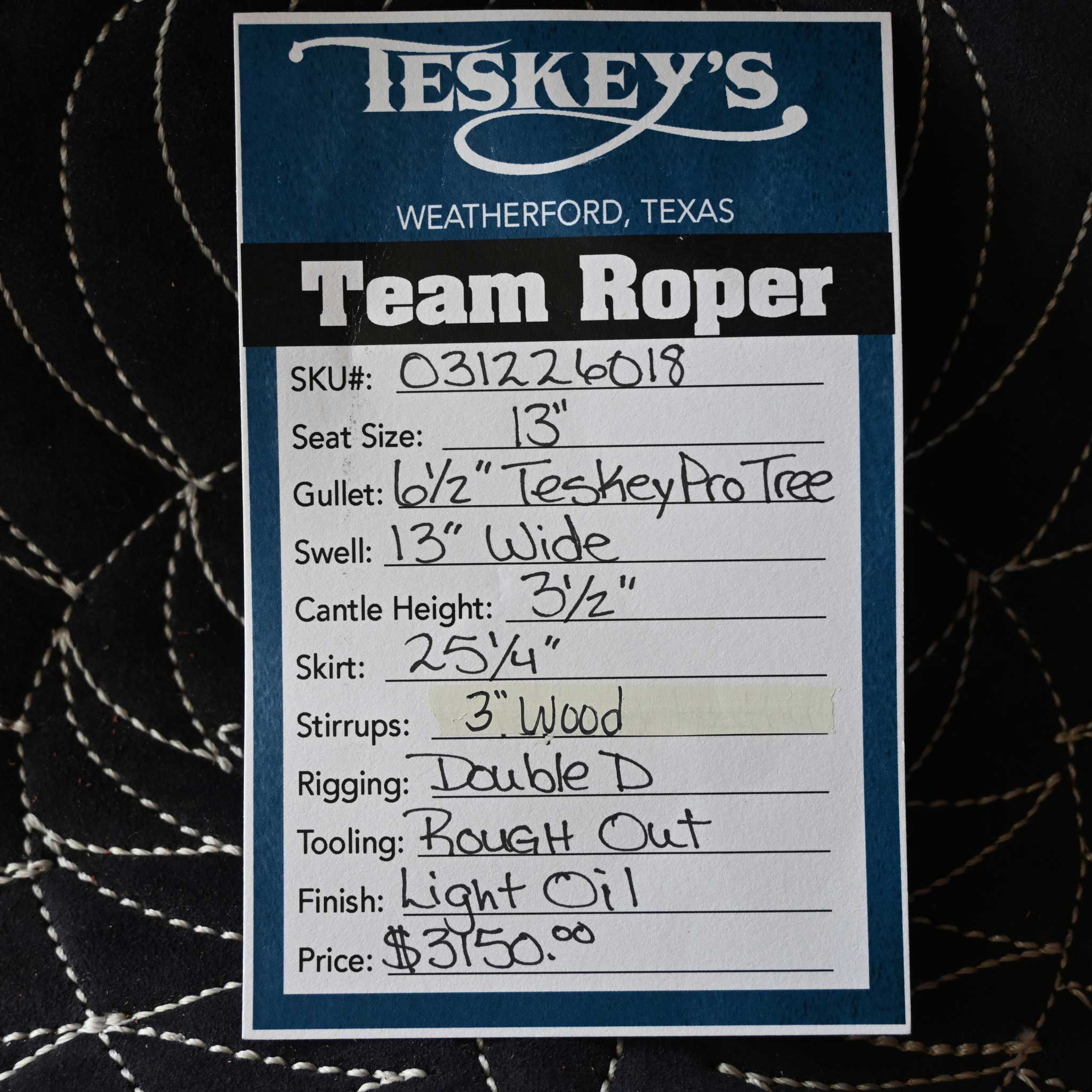 13" TESKEY'S TEAM ROPING SADDLE - Image 3