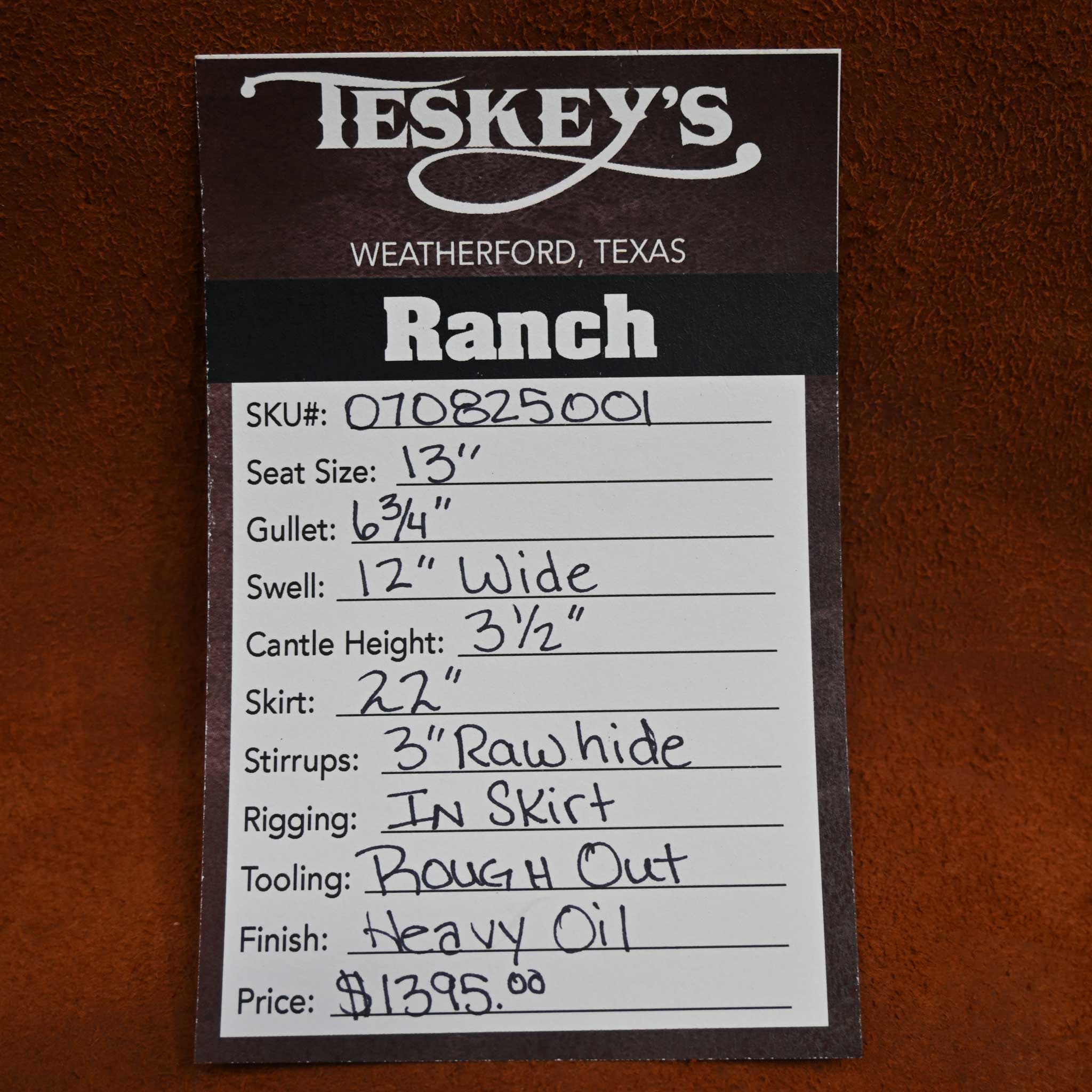 13" TESKEY'S YOUTH STRIP DOWN RANCH SADDLE - Image 3