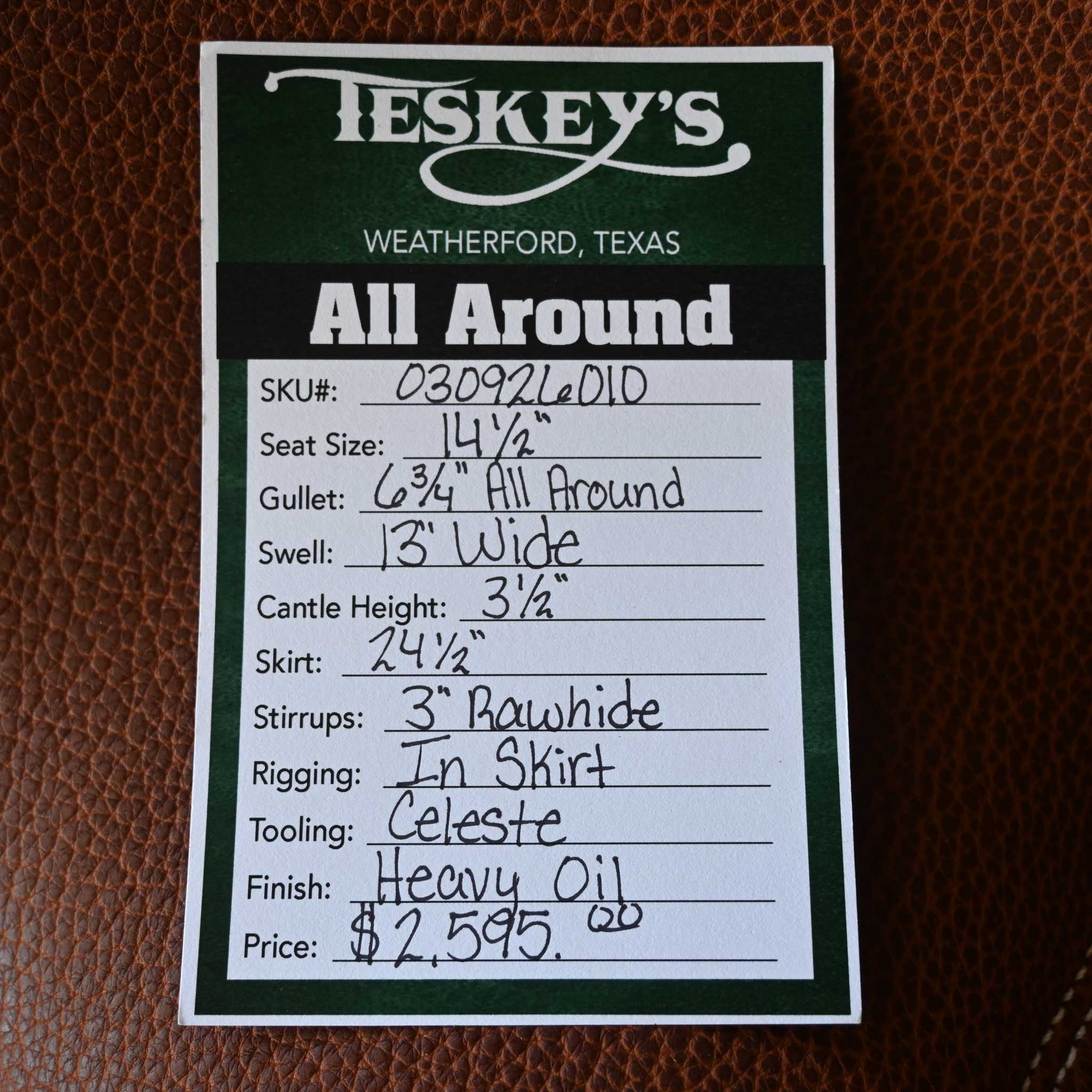 14.5" TESKEY'S ALL AROUND SADDLE - Image 3