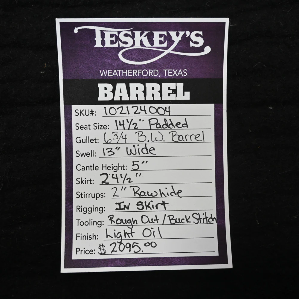 14.5" TESKEY'S BARREL SADDLE - Image 3