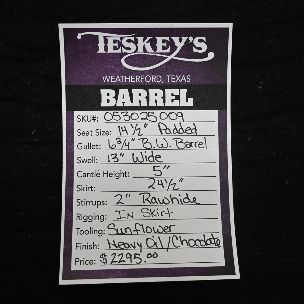 14.5" TESKEY'S BARREL SADDLE - Image 3