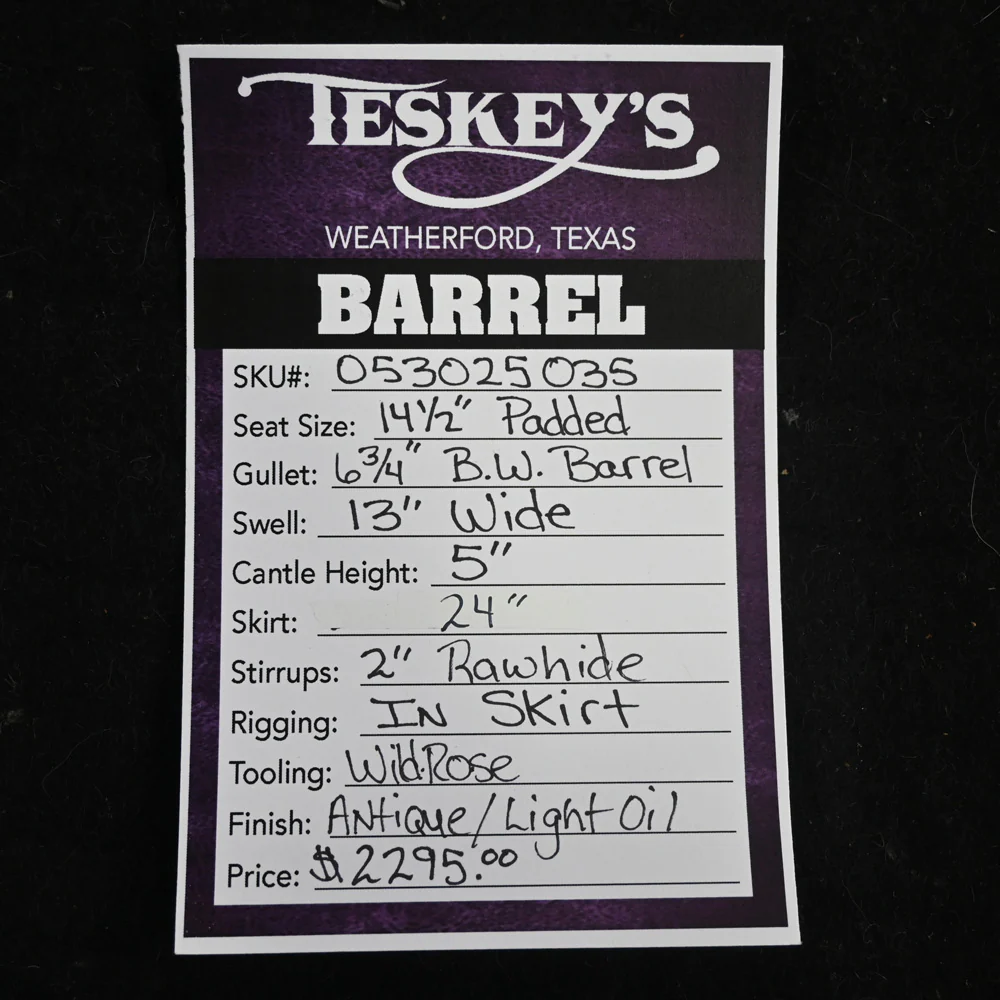14.5" TESKEY'S BARREL SADDLE - Image 3