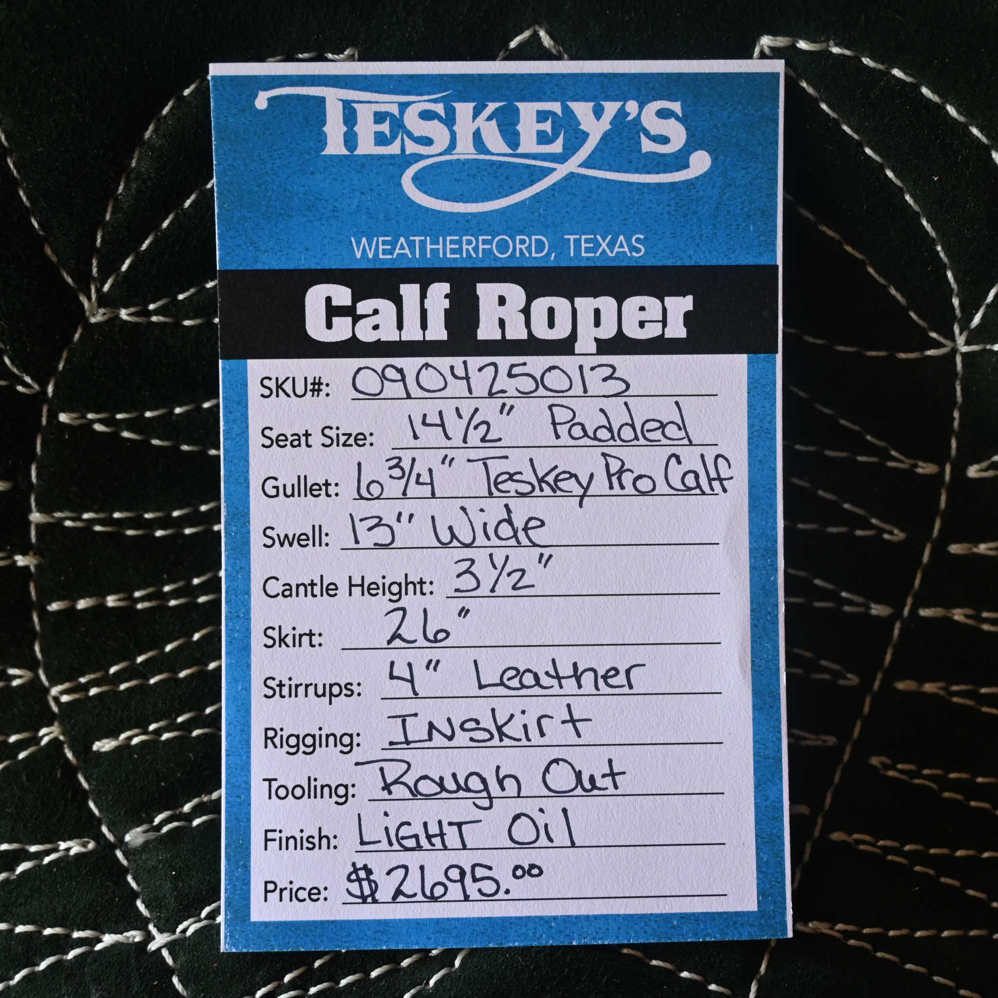 14.5" TESKEY'S CALF ROPING SADDLE - Image 3