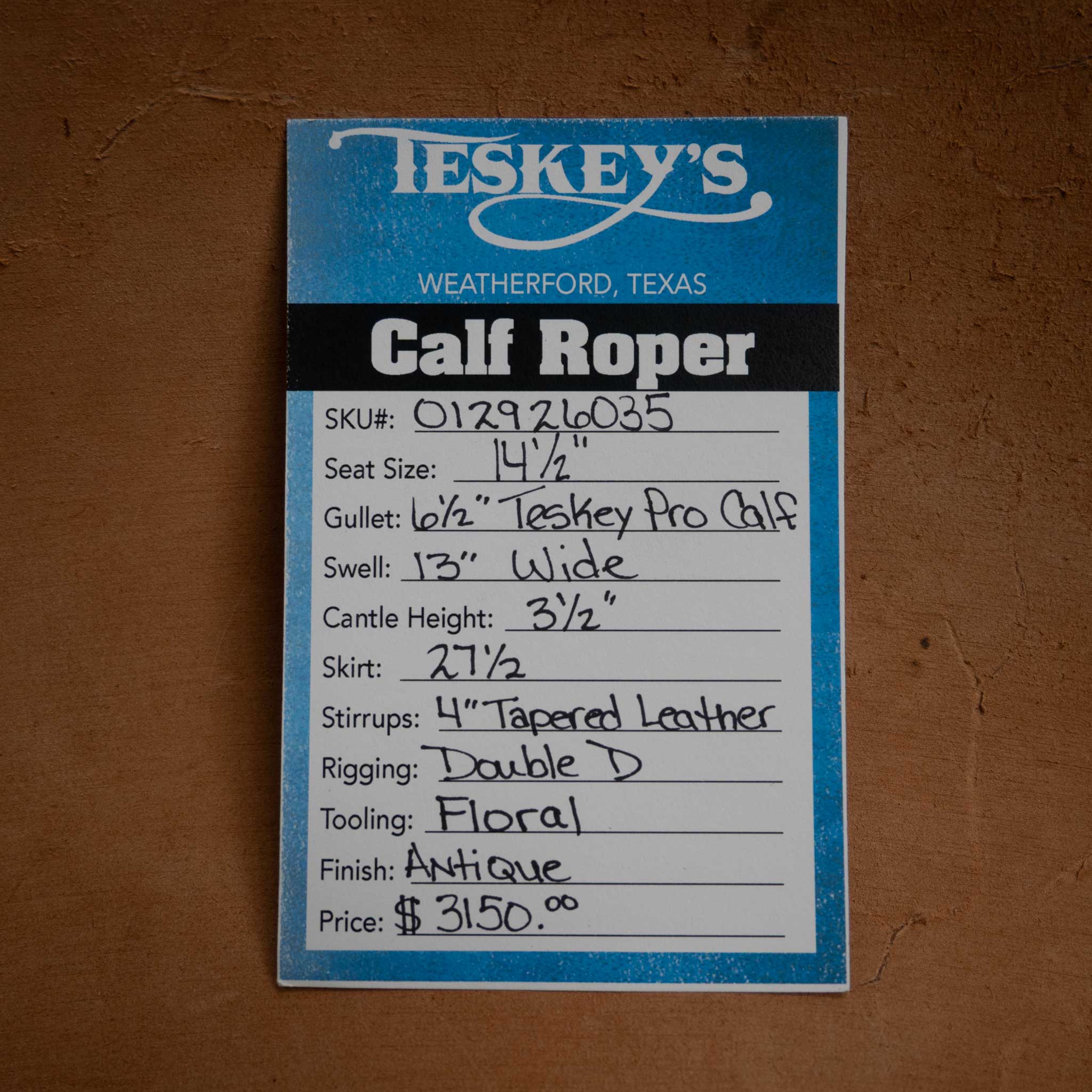 14.5" TESKEY'S CALF ROPING SADDLE - Image 3