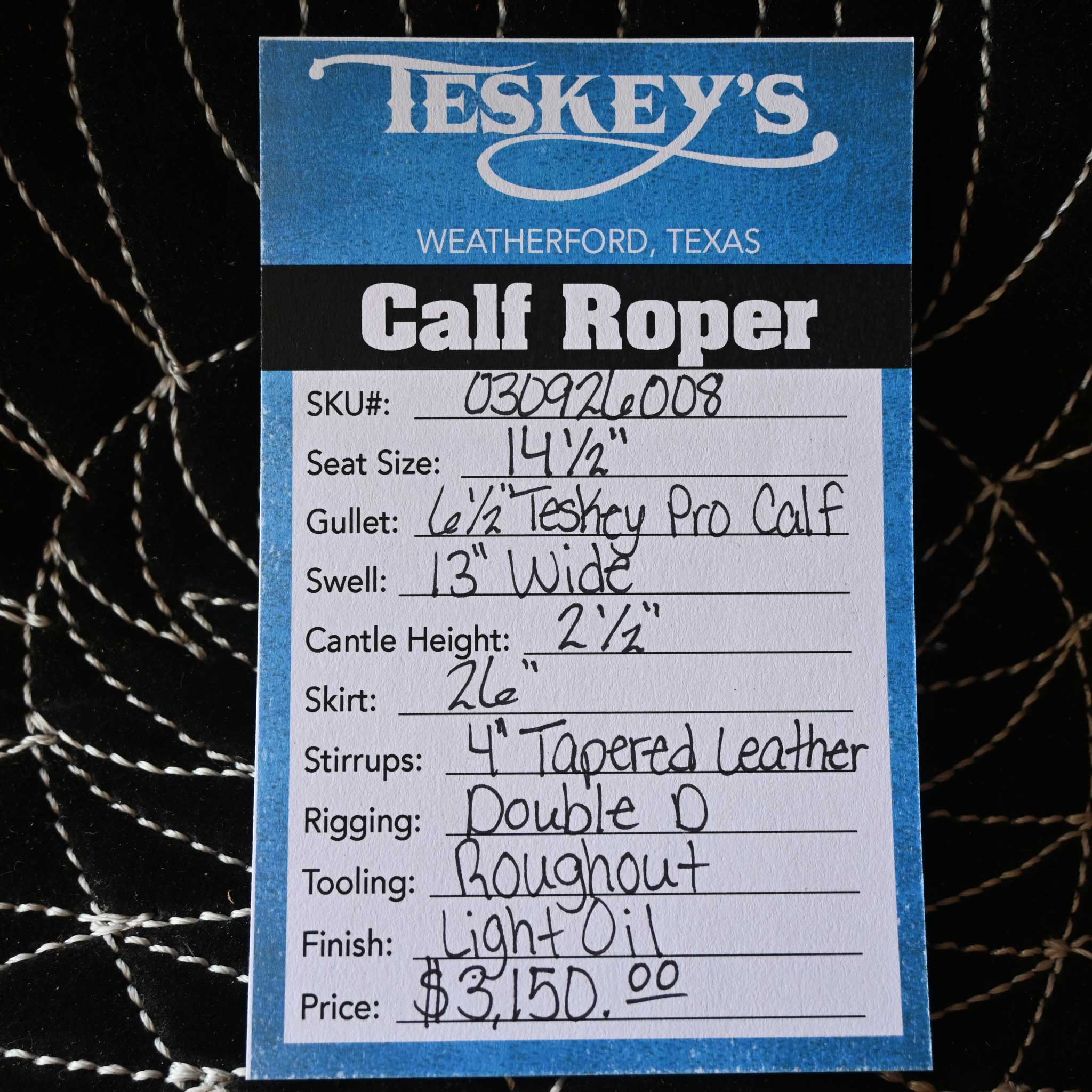 14.5" TESKEY'S CALF ROPING SADDLE - Image 3