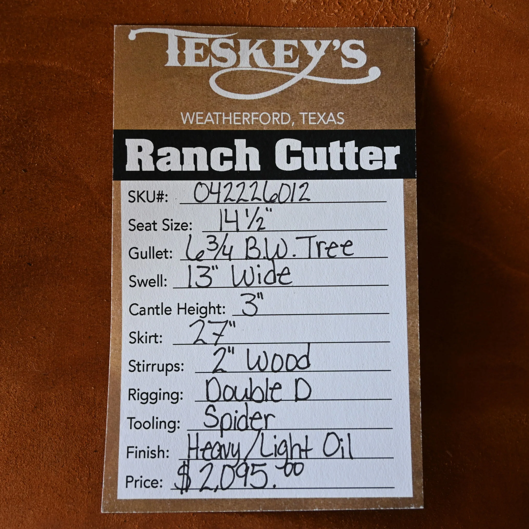 14.5" TESKEY'S RANCH CUTTER SADDLE - Image 3