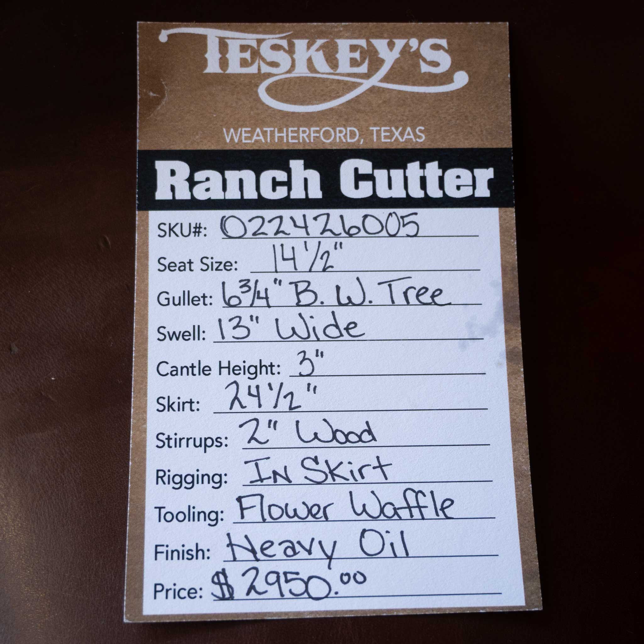 14.5" TESKEY'S PRO CUTTER RANCH CUTTER SADDLE - Image 3