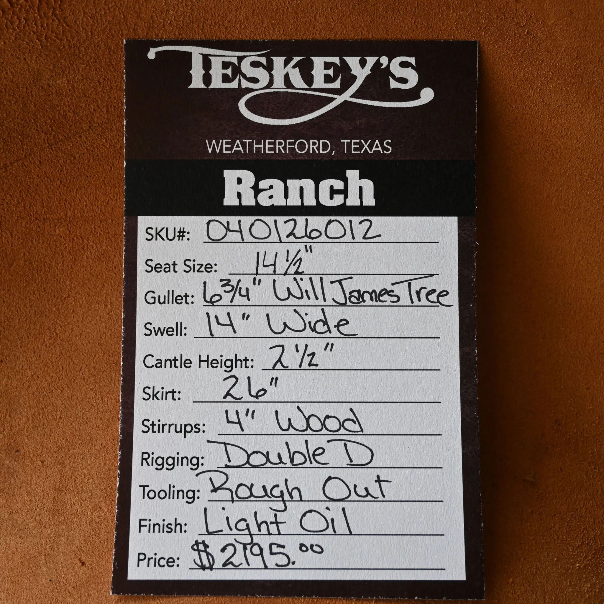 14.5" TESKEY'S RANCH SADDLE - Image 3