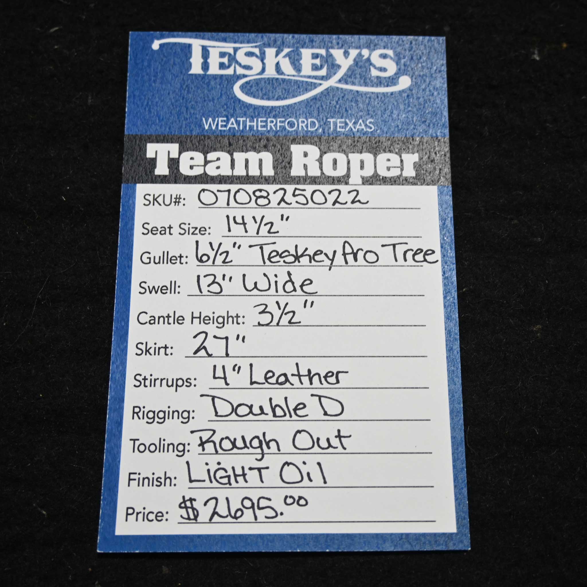 14.5" TESKEY'S TEAM ROPING SADDLE - Image 3