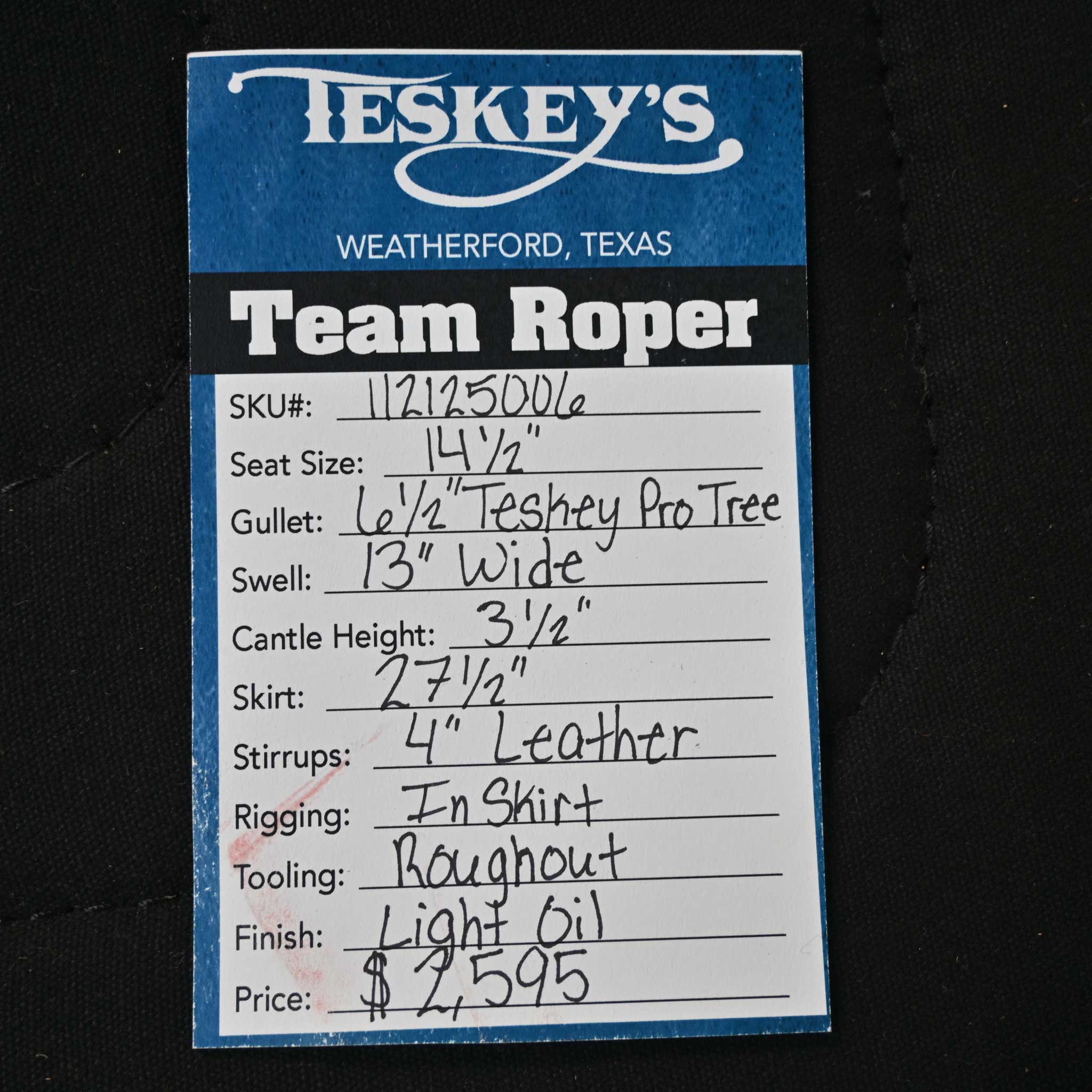 14.5" TESKEY'S TEAM ROPING SADDLE - Image 3