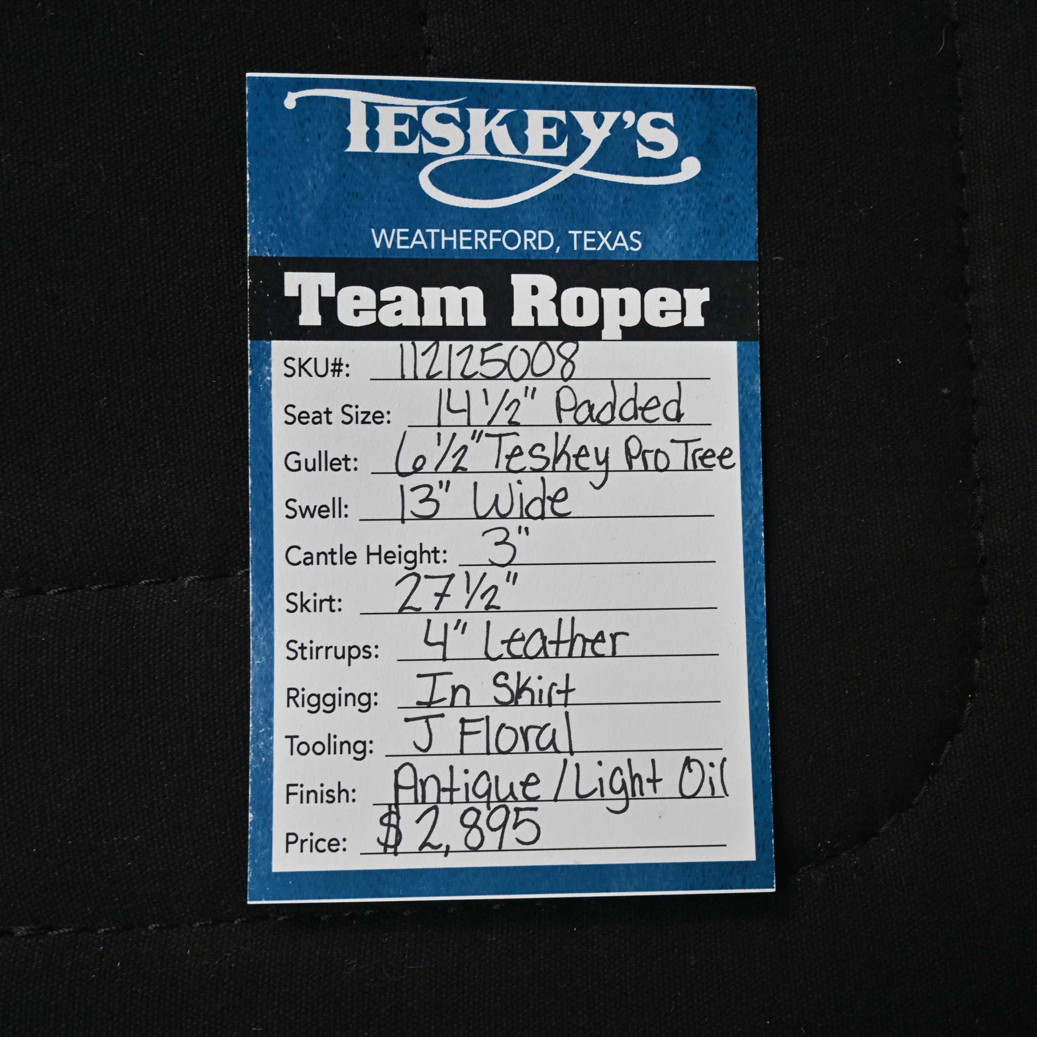 14.5" TESKEY'S TEAM ROPING SADDLE - Image 3