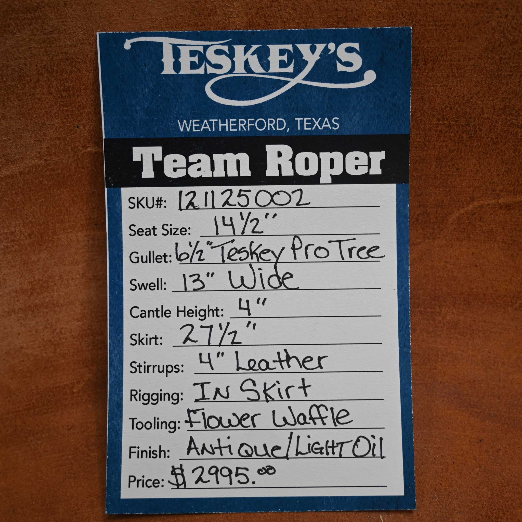 14.5" TESKEY'S TEAM ROPING SADDLE - Image 7