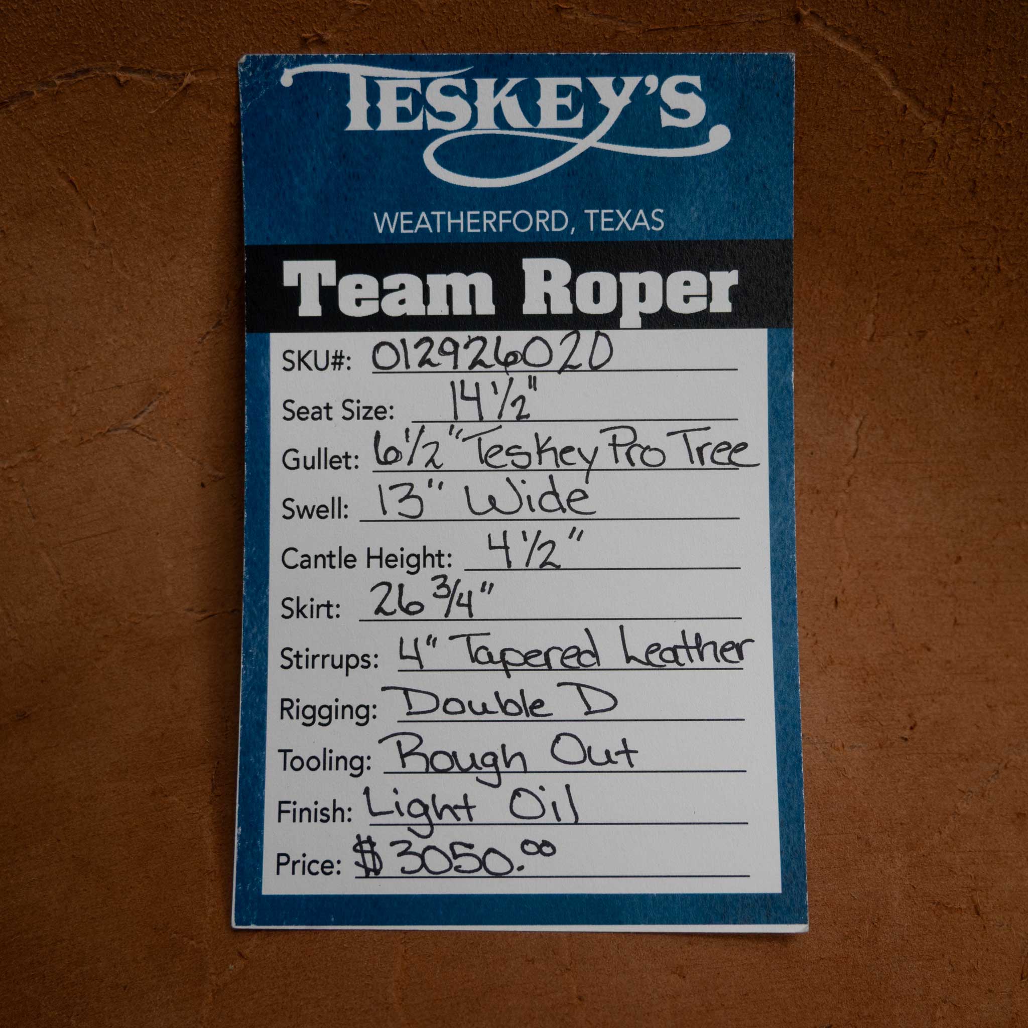 14.5" TESKEY'S TEAM ROPING SADDLE - Image 3