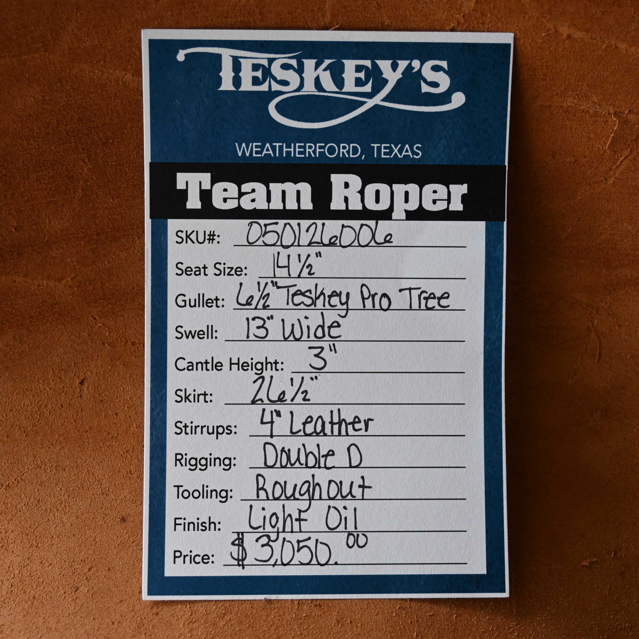 14.5" TESKEY'S TEAM ROPING SADDLE - Image 3