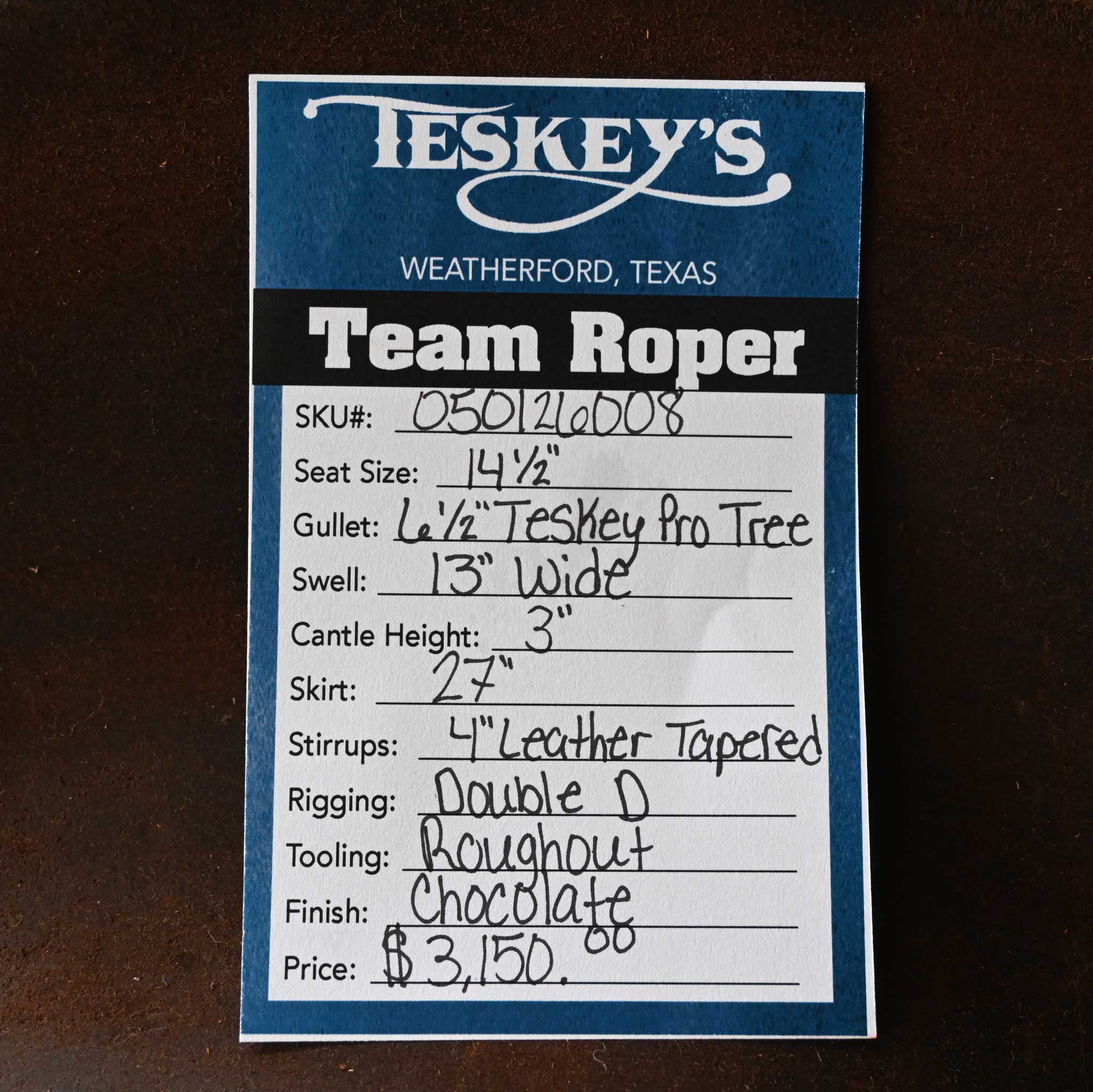 14.5" TESKEY'S TEAM ROPING SADDLE - Image 3