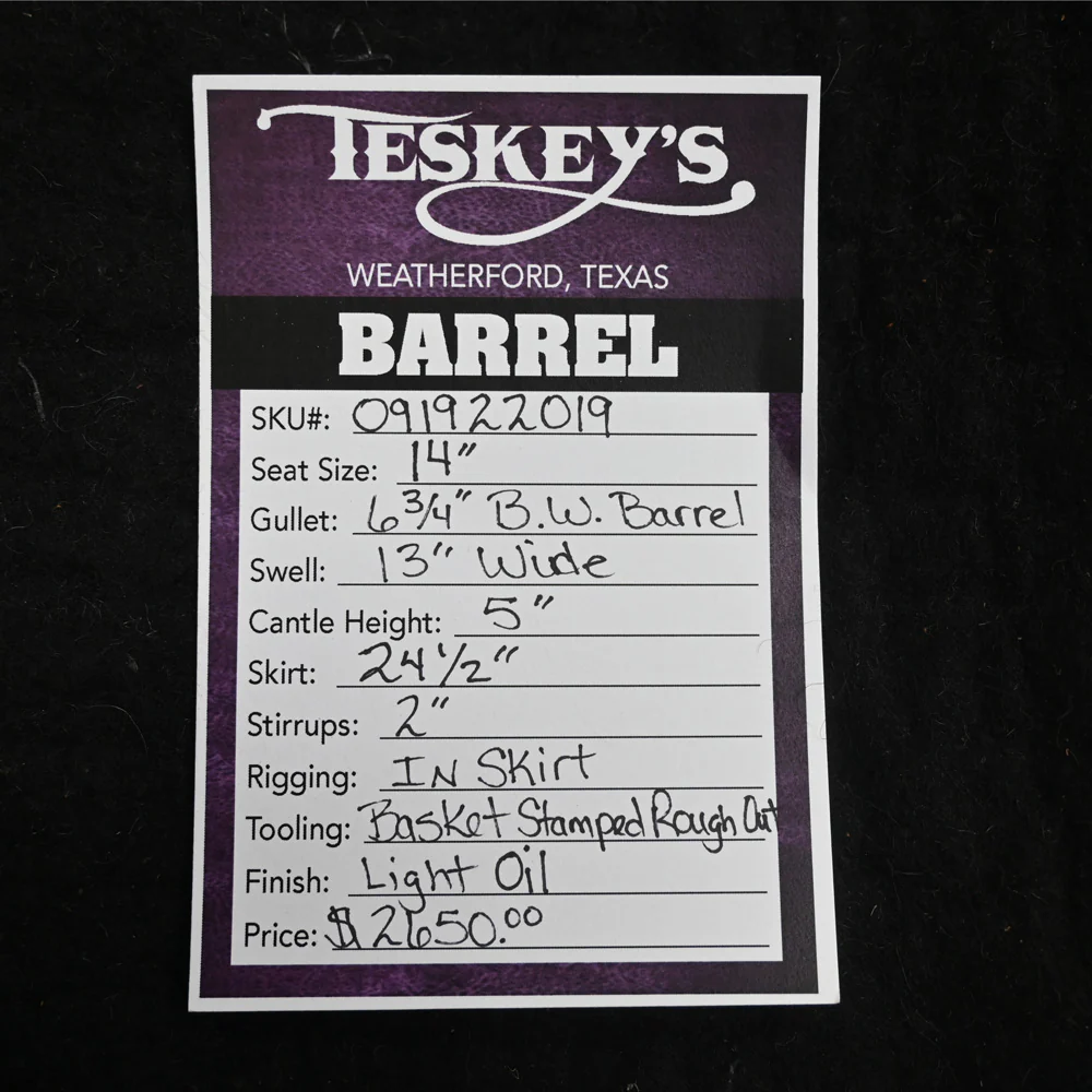 14" TESKEY'S BARREL SADDLE - Image 3