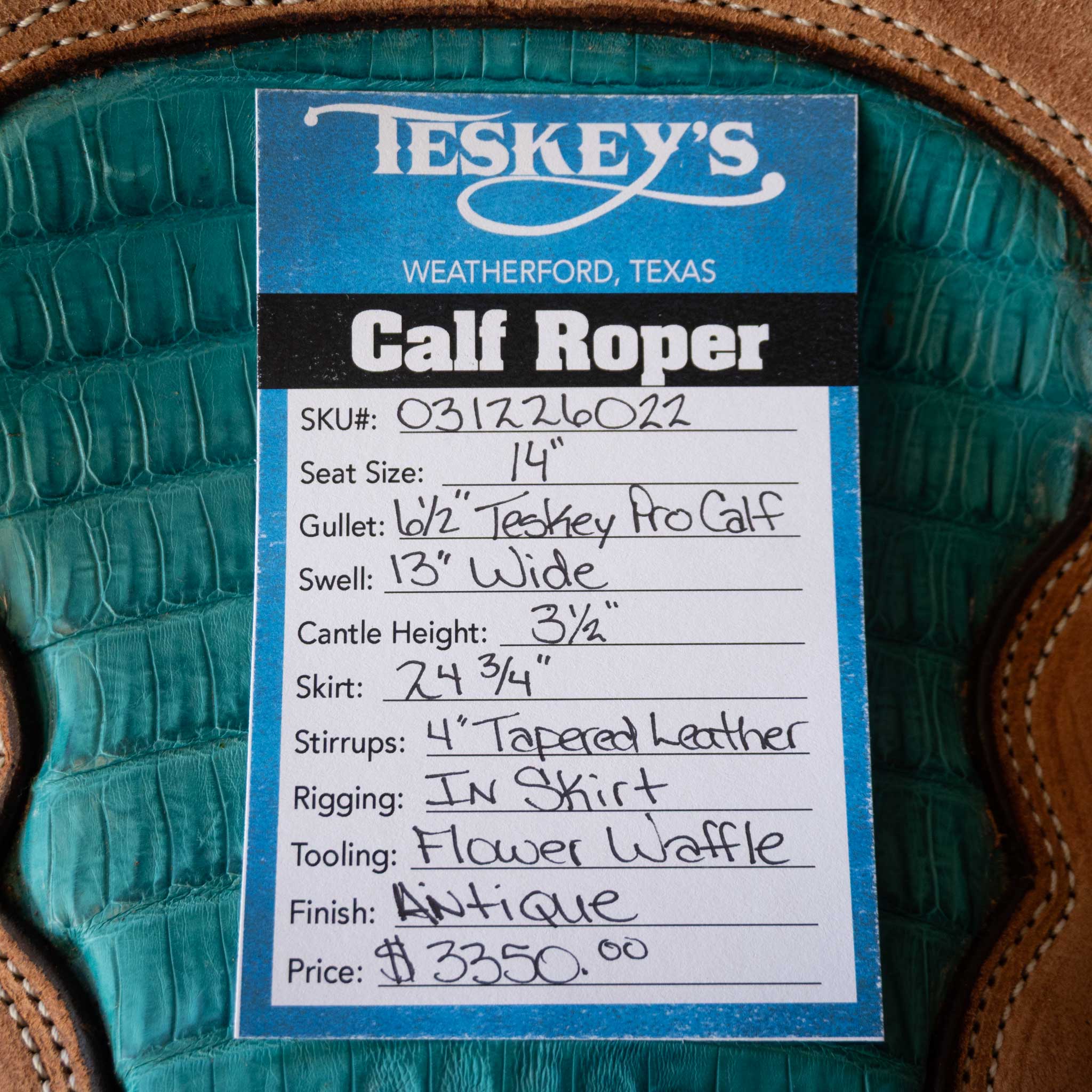 14" TESKEY'S CALF ROPING SADDLE - Image 3
