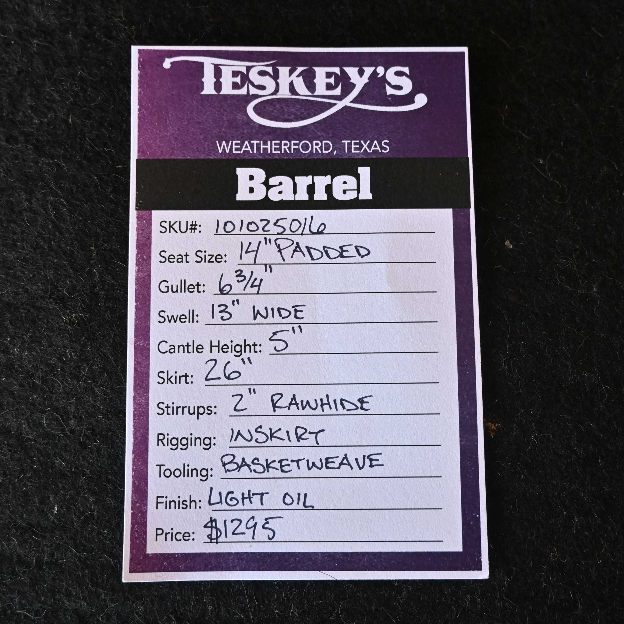 14" TESKEY'S COMPETITION SERIES BARREL SADDLE - Image 3