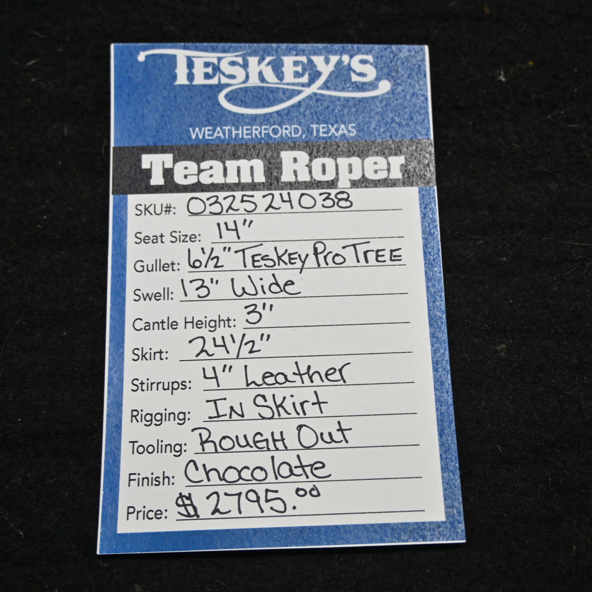 14" TESKEY'S TEAM ROPING SADDLE - Image 2