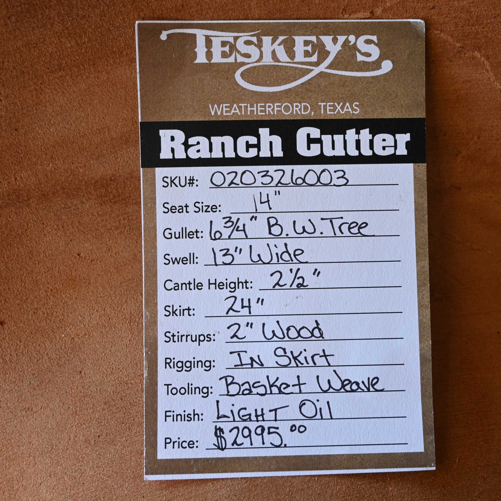 14" TESKEY'S PRO CUTTER RANCH CUTTER SADDLE - Image 3
